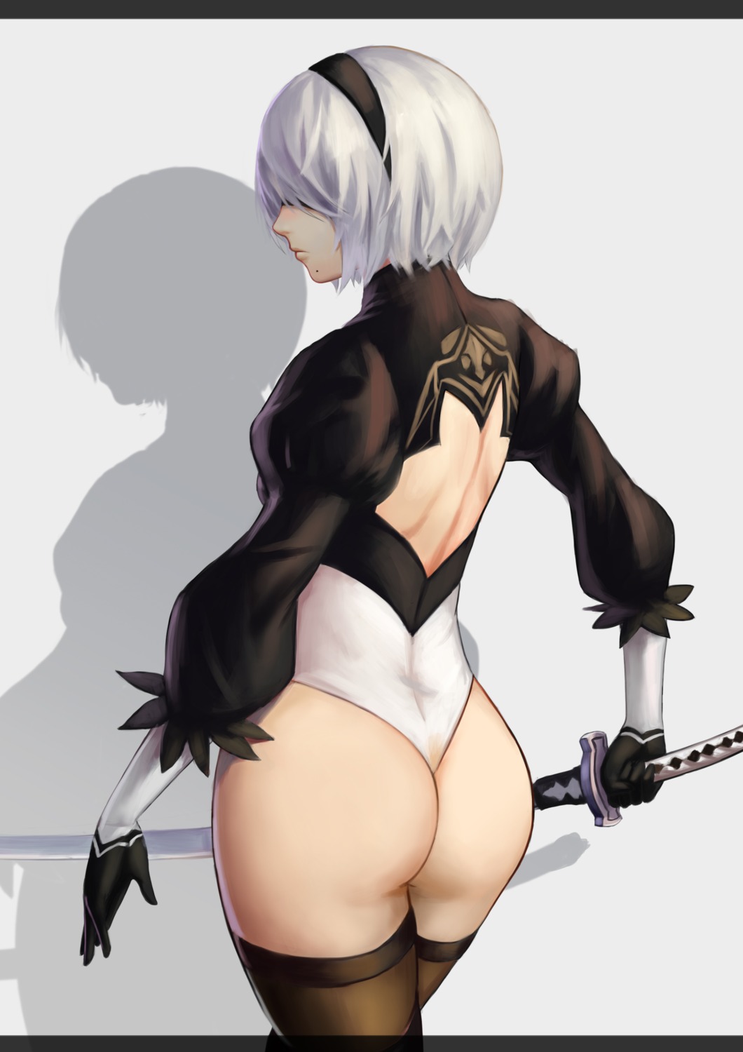 ass leotard mato_(artist) nier_automata sword thighhighs yorha_no.2_type_b