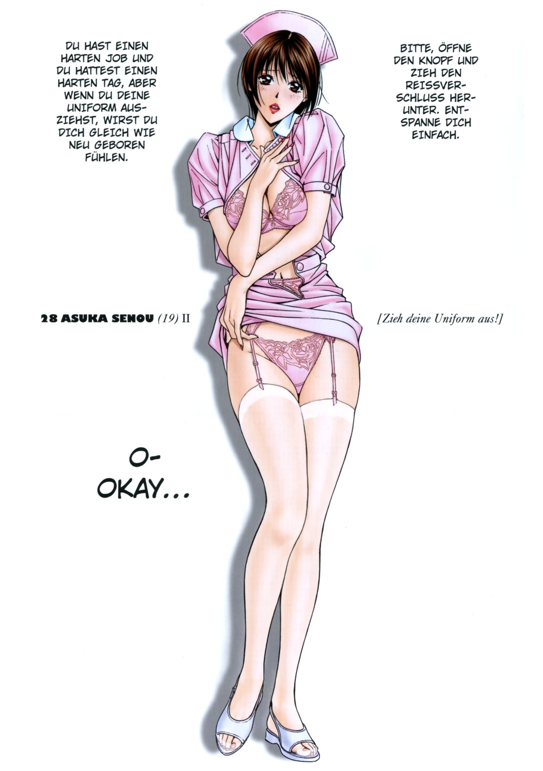 bra cleavage g-taste garter_belt nurse open_shirt pantsu see_through senou_asuka skirt_lift stockings thighhighs undressing yagami_hiroki