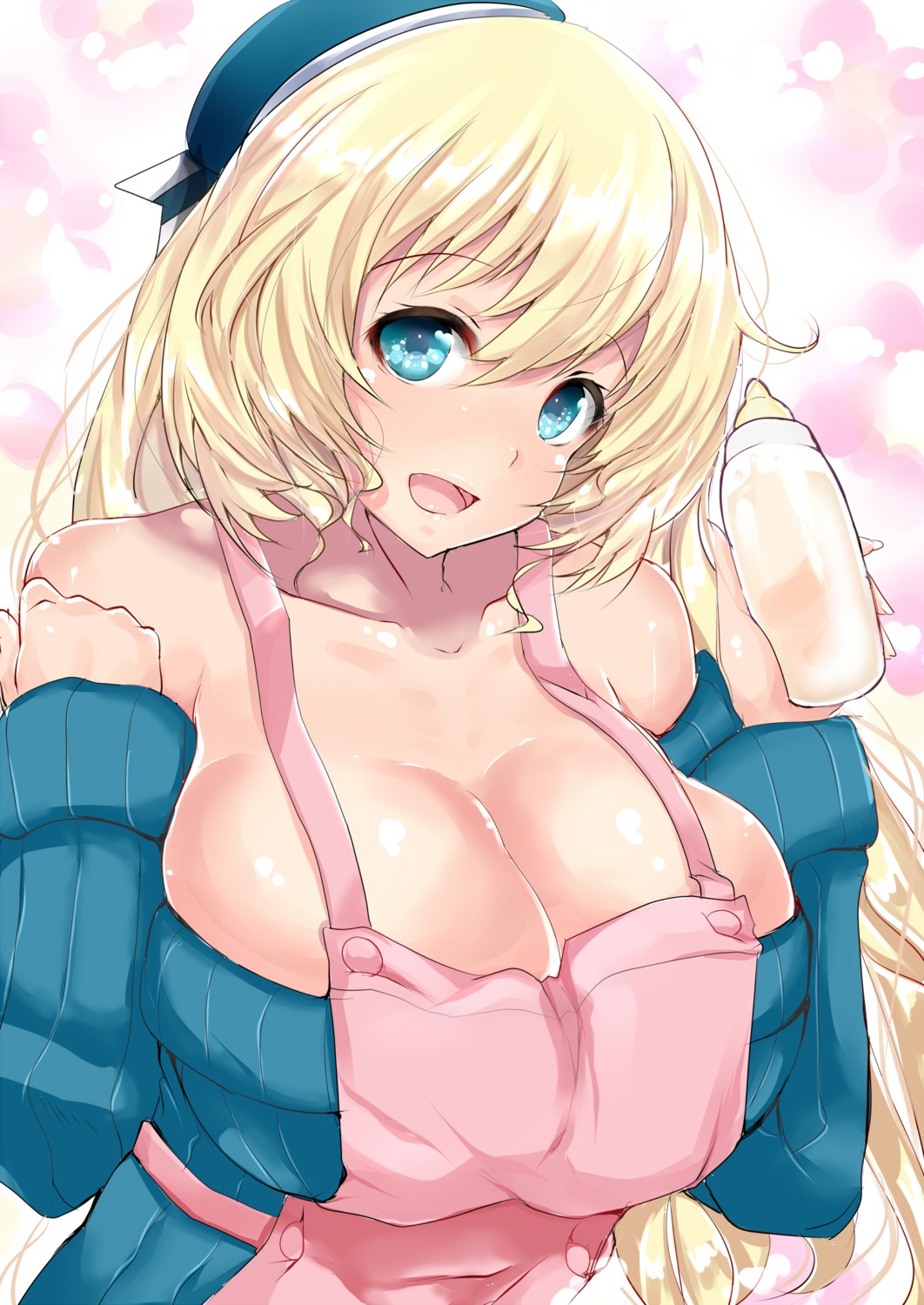 atago_(kancolle) cleavage kantai_collection no_bra sankakusui_(artist) sweater