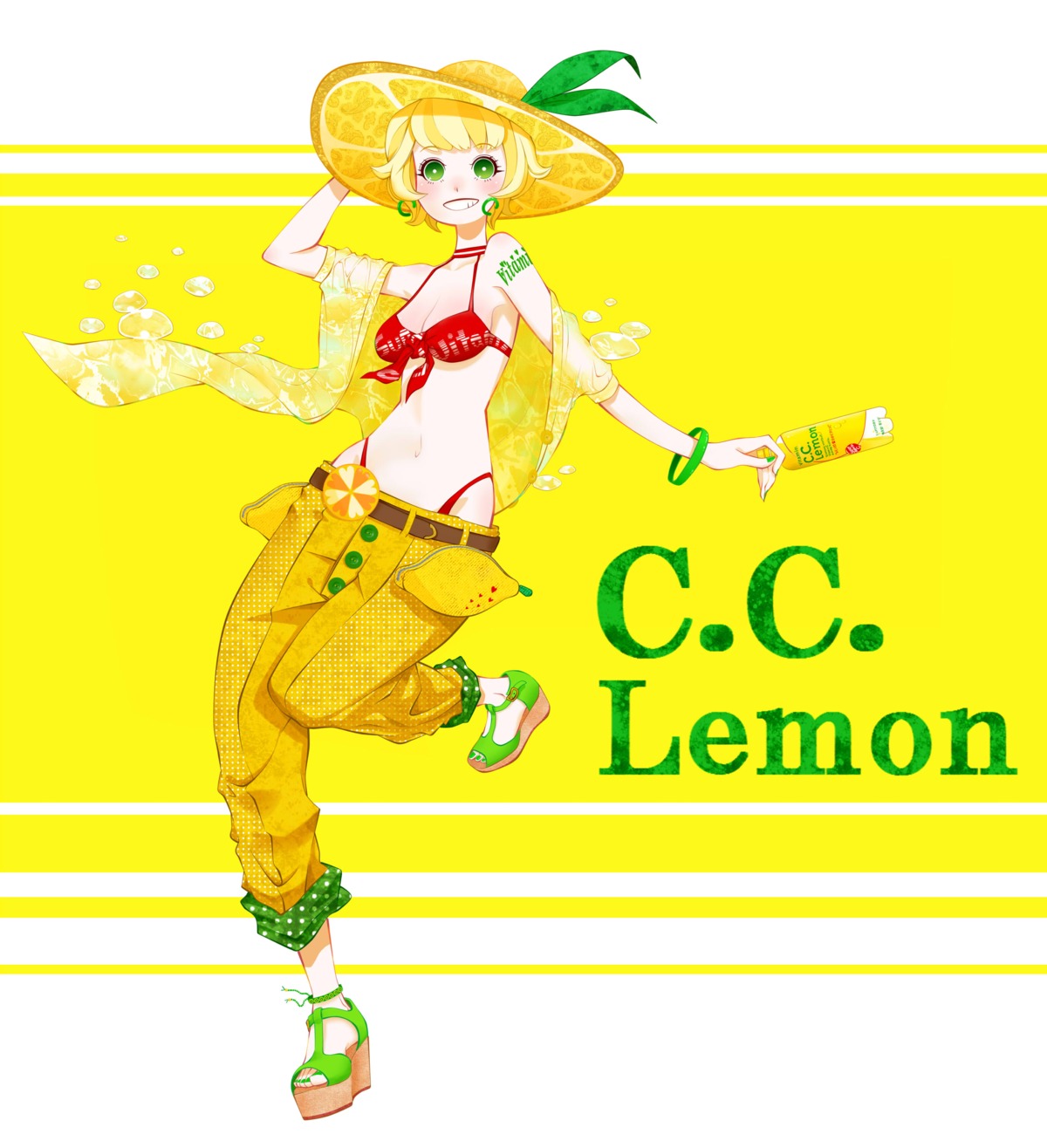 bikini blackusagi c.c._lemon c.c._lemon_(character) cleavage swimsuits