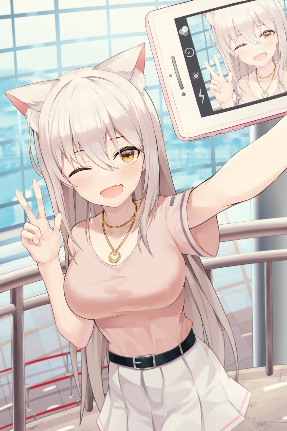 animal_ears nekomimi selfie shuvi_(shuvi1125)