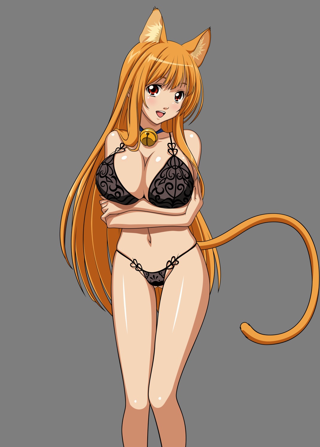 animal_ears asobi_ni_iku_yo! bra breast_hold cleavage eris nekomimi tail transparent_png vector_trace