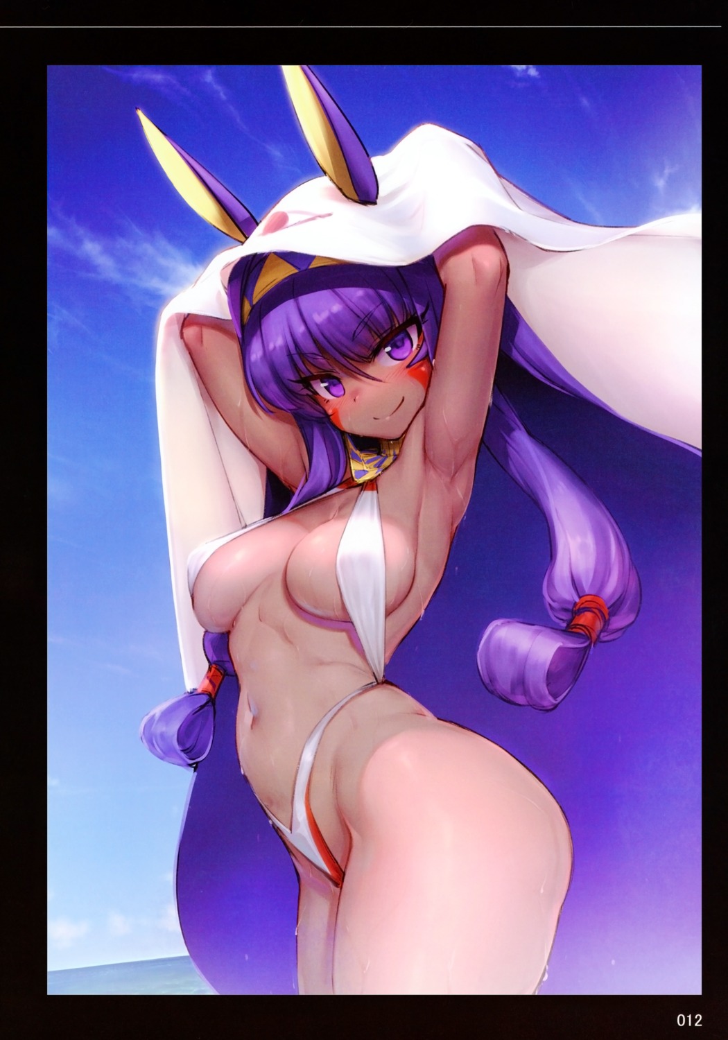 animal_ears bikini bunny_ears cleavage fate/grand_order nitocris_(fate/grand_order) swimsuits try wet