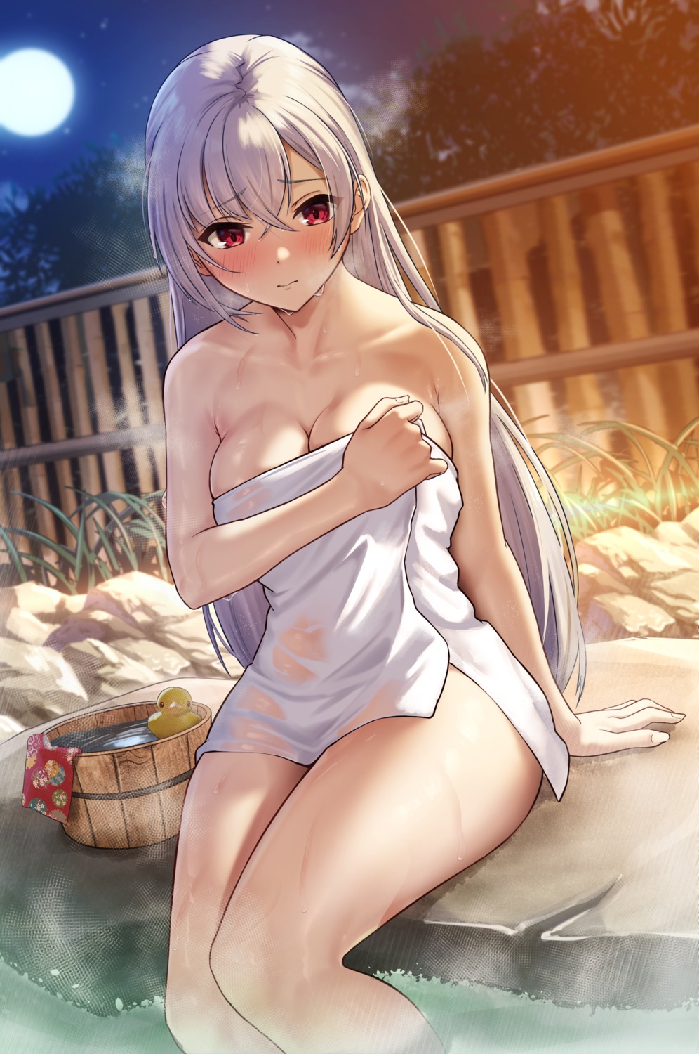 breast_hold naked onsen see_through solar_(happymonk) towel wet