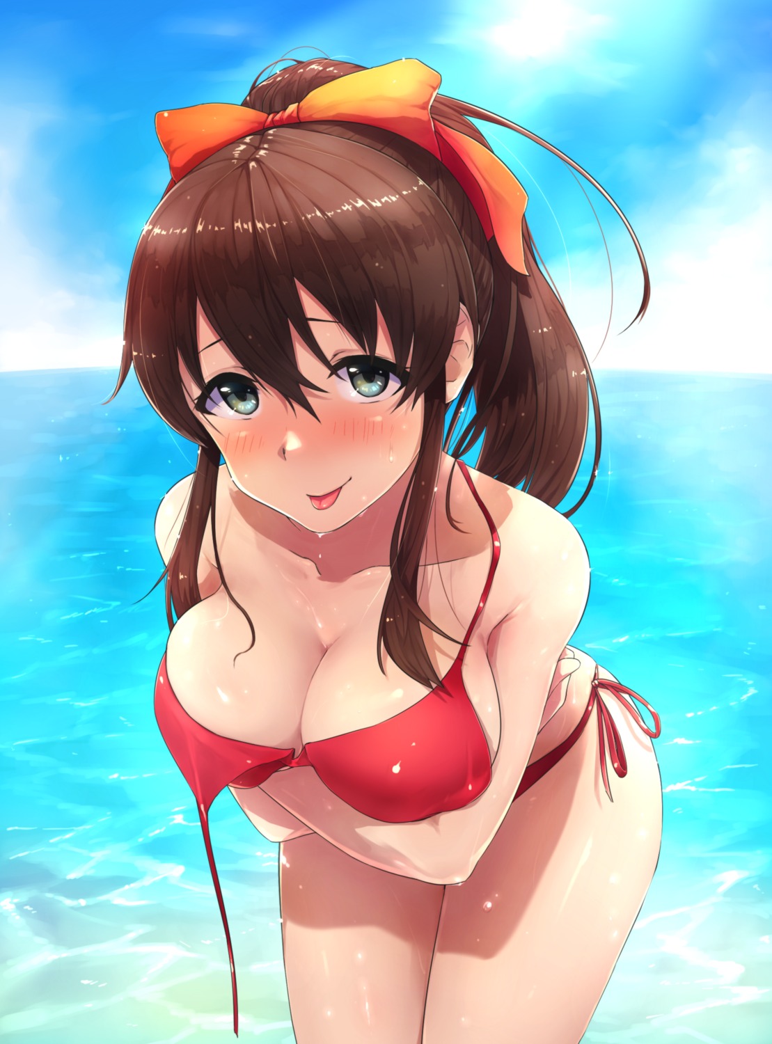 bikini breast_hold cleavage ldl_(bcw1025) satake_minako swimsuits the_idolm@ster the_idolm@ster_million_live! wardrobe_malfunction wet