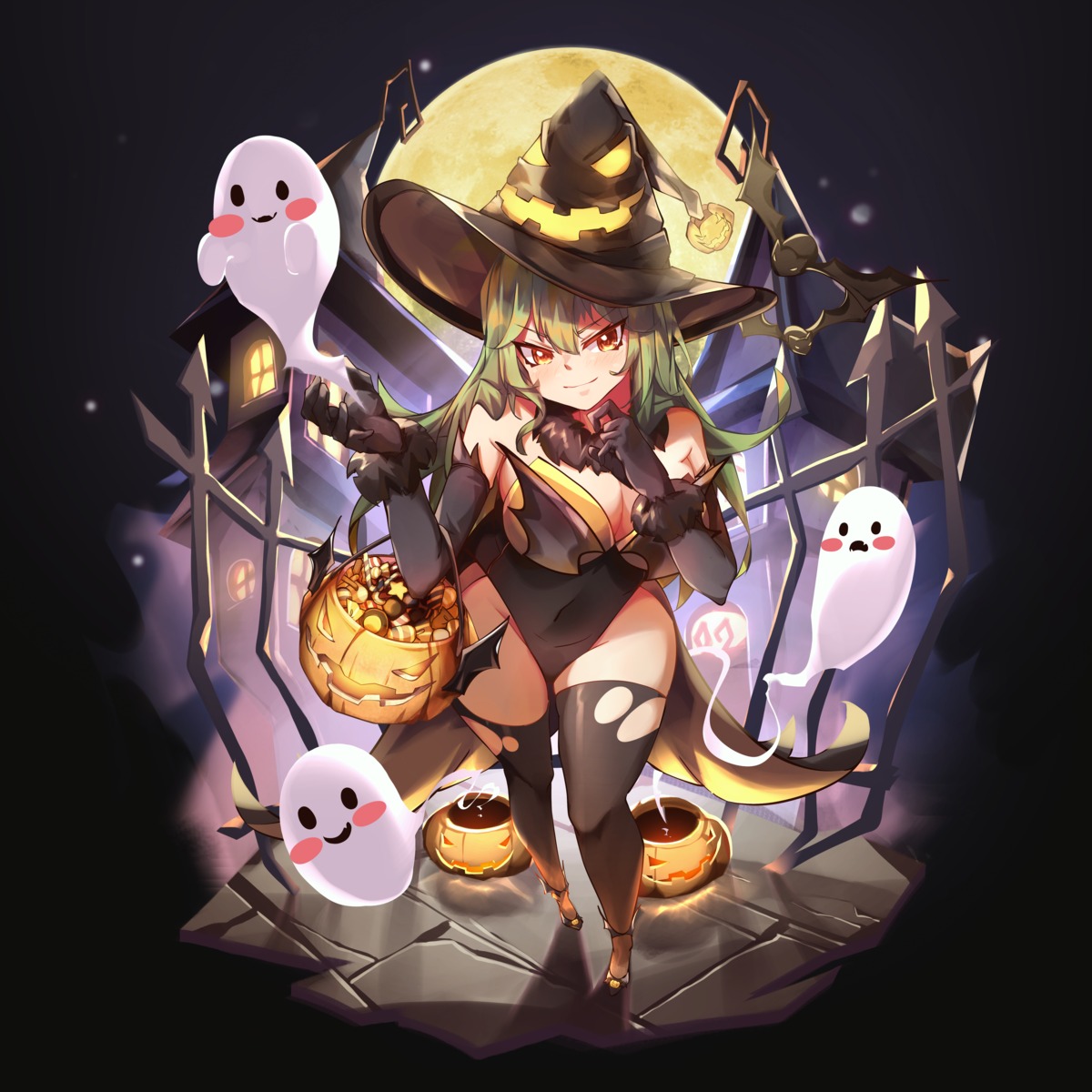 halloween leotard tagme thighhighs torn_clothes witch