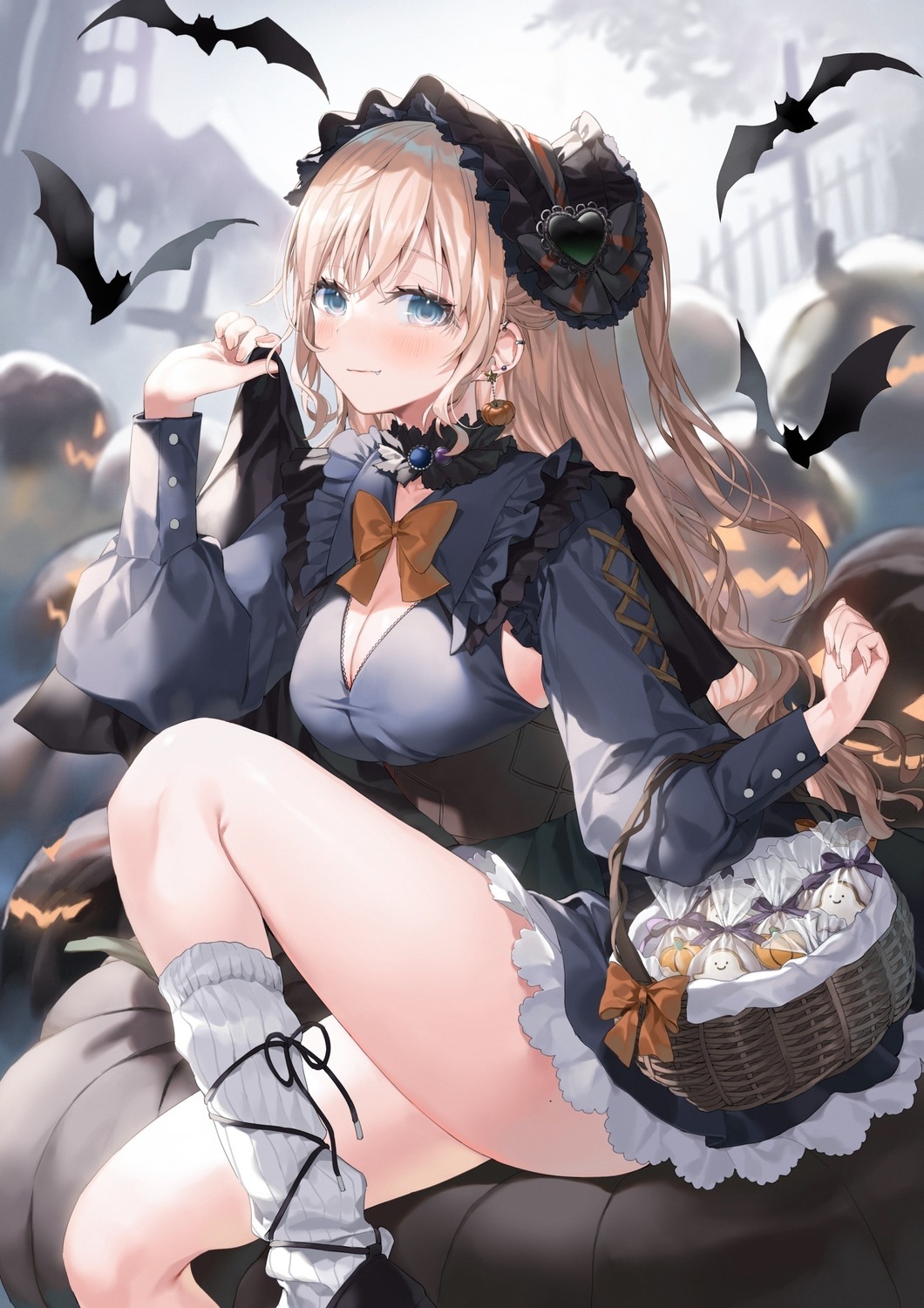 cleavage detexted dress gothic_lolita halloween lolita_fashion no_bra skirt_lift yana_mori