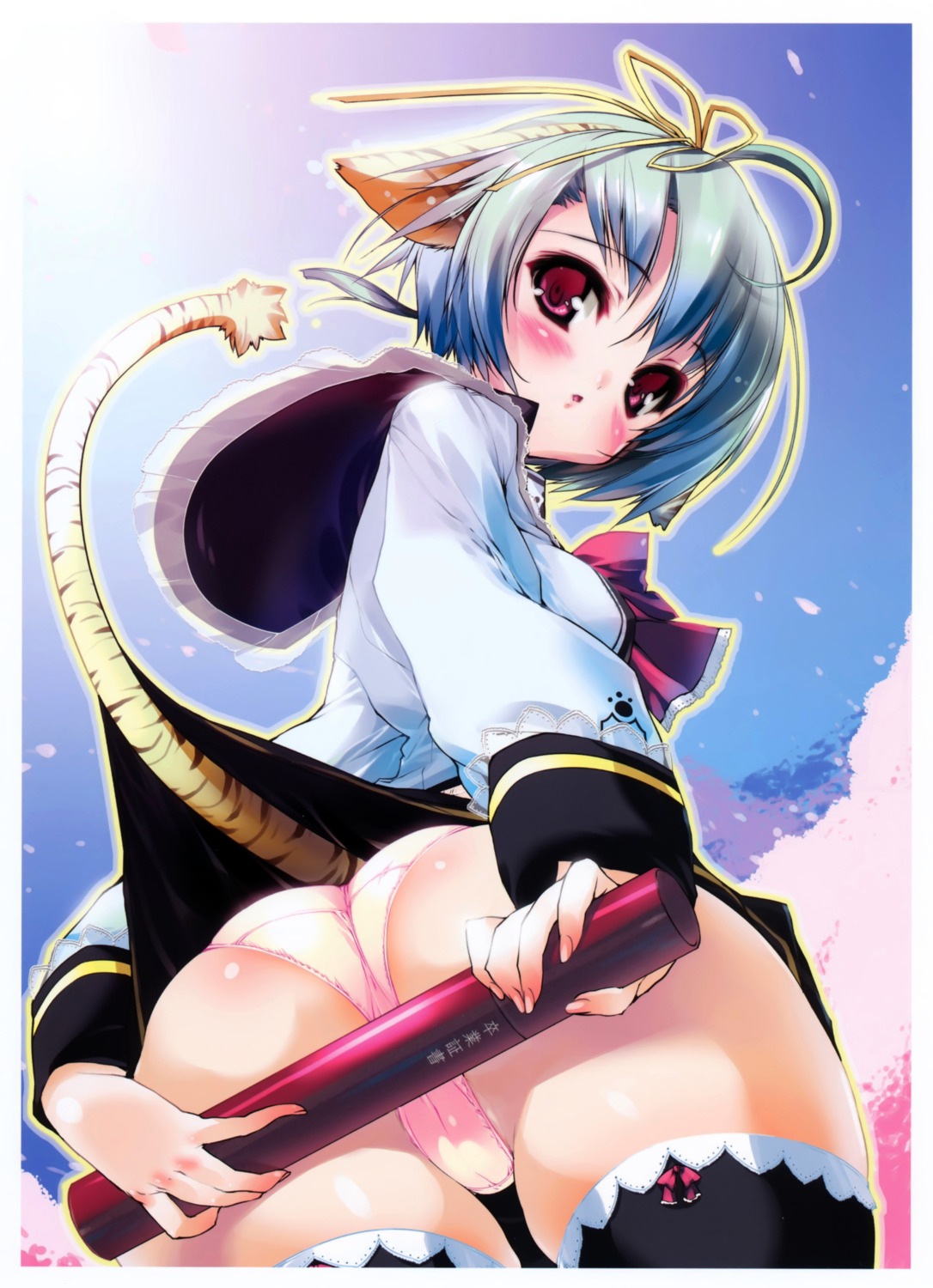 animal_ears ass nekomimi pantsu seifuku tail thighhighs urotan