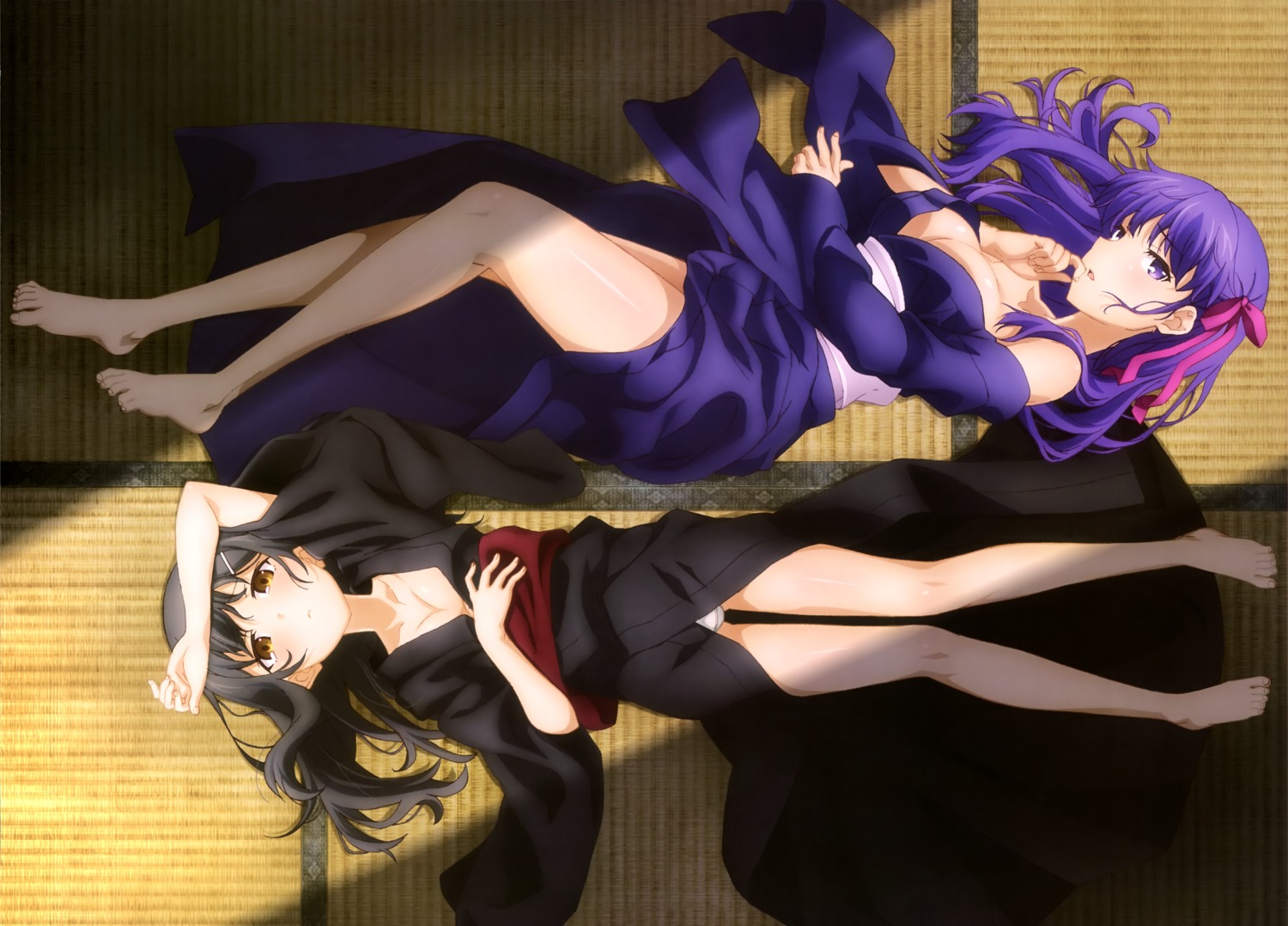 cleavage fate/kaleid_liner_prisma_illya fate/stay_night matou_sakura miyu_edelfelt open_shirt pantsu yukata