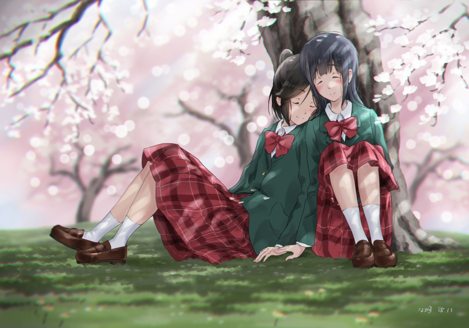 hibike!_euphonium kasaki_nozomi liz_to_aoi_tori seifuku tree_bowbow yoroizuka_mizore yuri