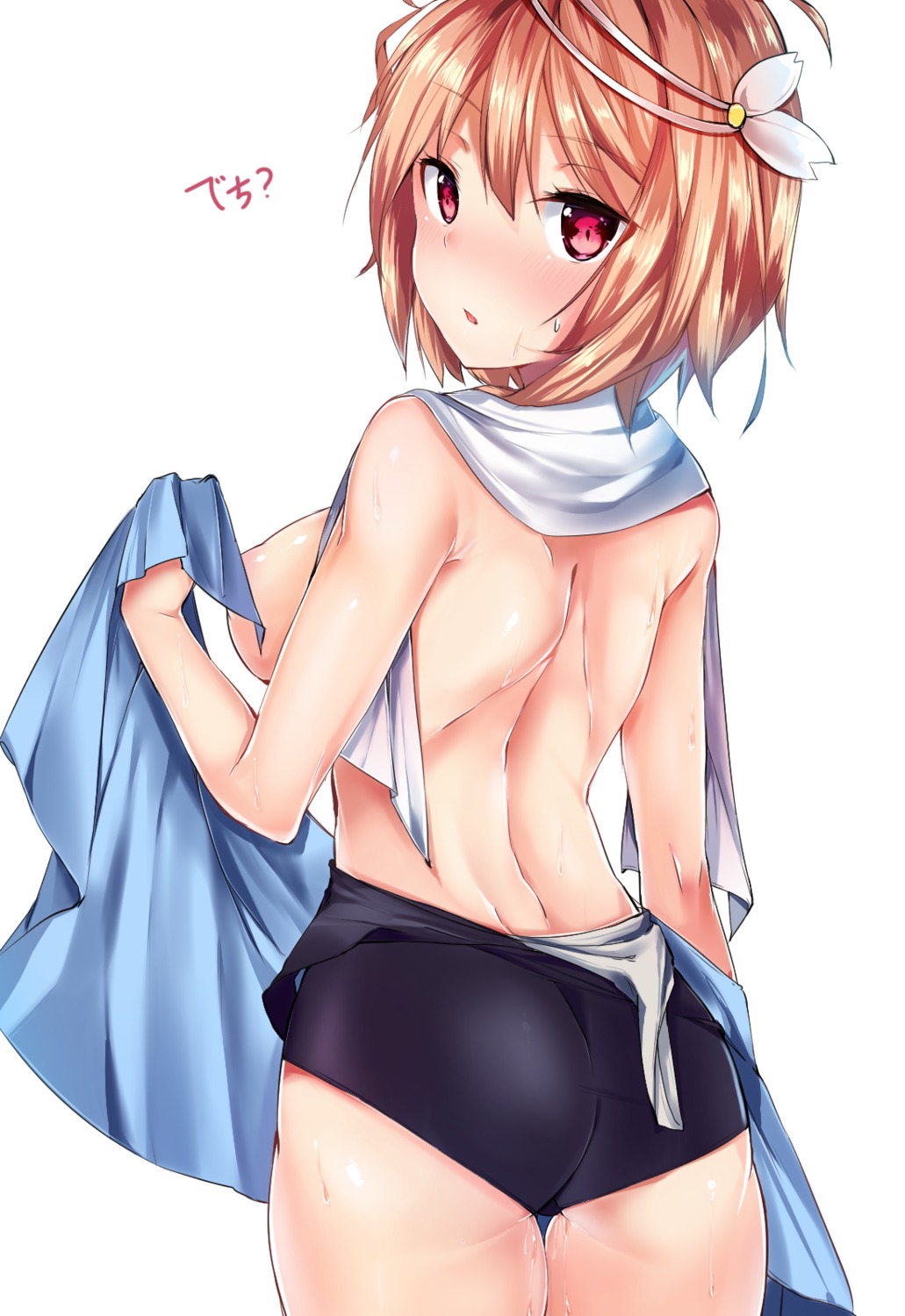 ass i-58_(kancolle) kantai_collection ryuuji_teitoku school_swimsuit swimsuits topless towel