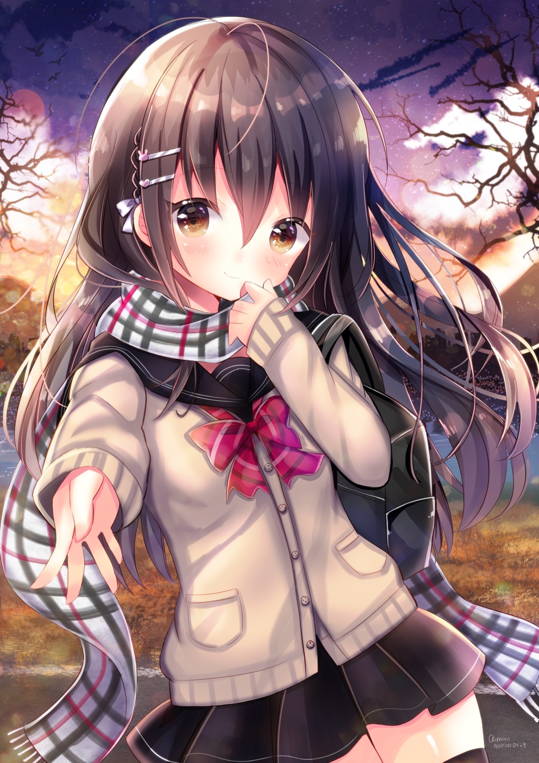 kohaku_muro seifuku sweater thighhighs