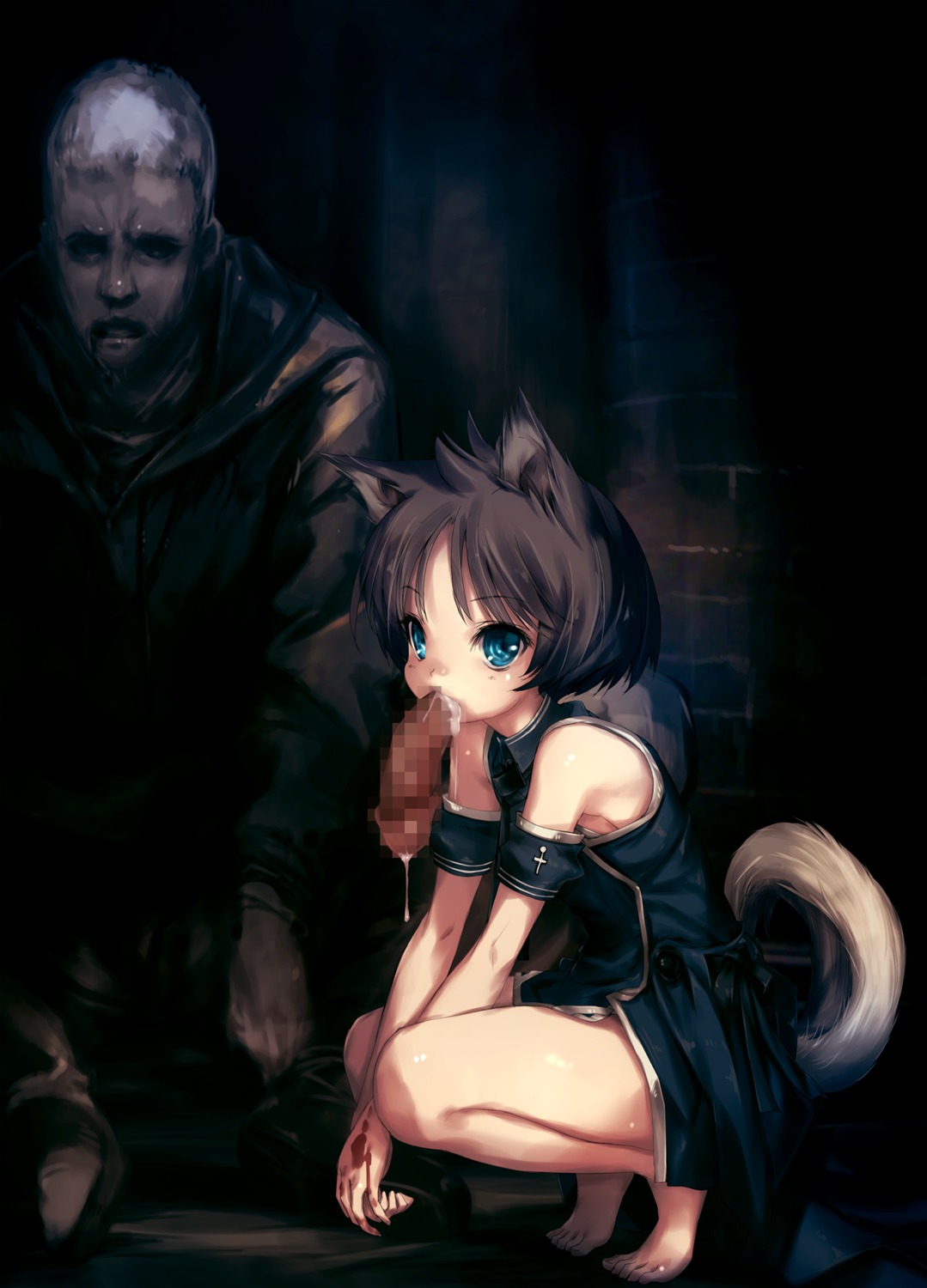 animal_ears blood censored cum dress extreme_content hitomaru loli penis tail