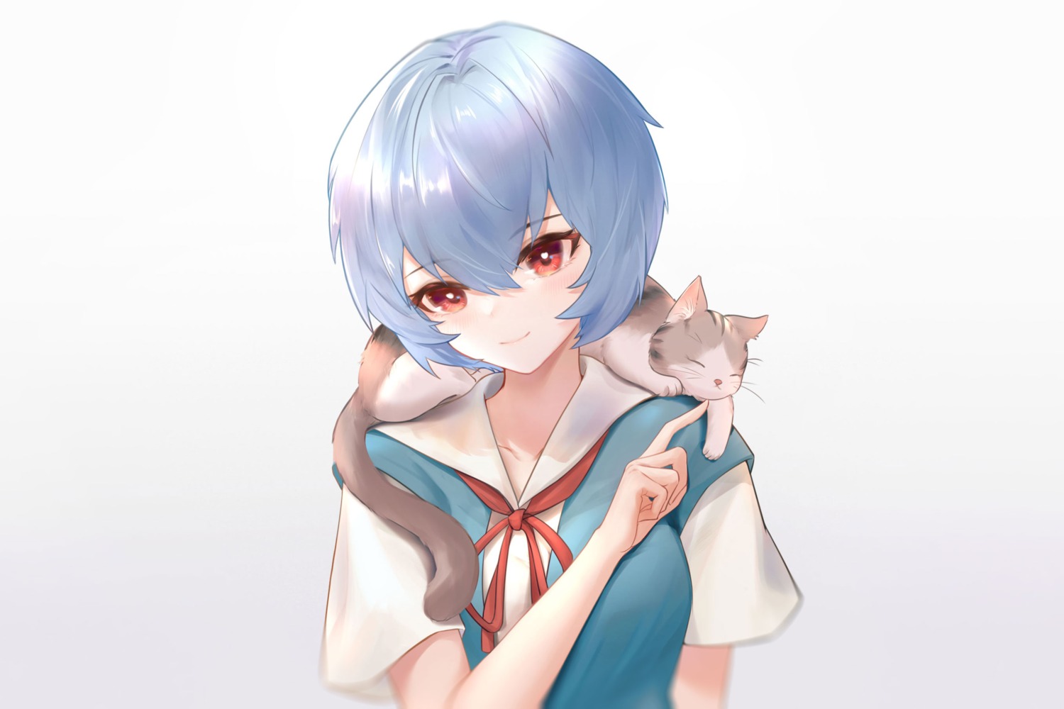 ayanami_rei liu_liaoliao neko neon_genesis_evangelion seifuku