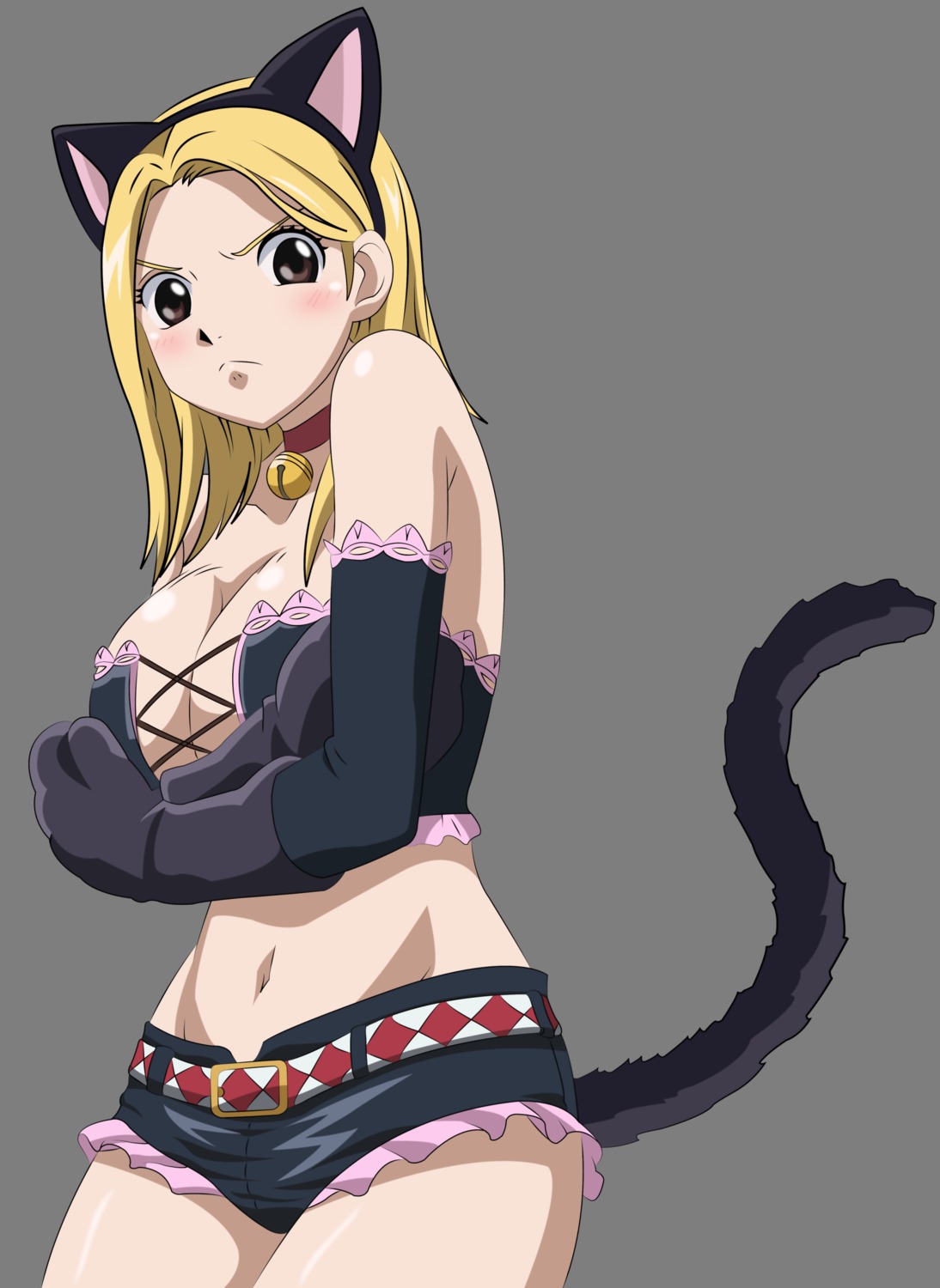animal_ears breast_hold cleavage fairy_tail lucy_heartfilia nekomimi tail transparent_png vector_trace