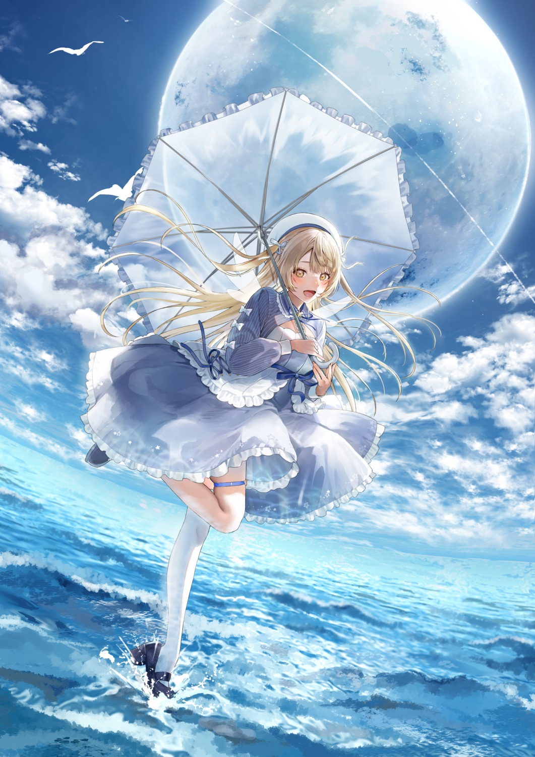 dress garter sinomi skirt_lift thighhighs umbrella wet