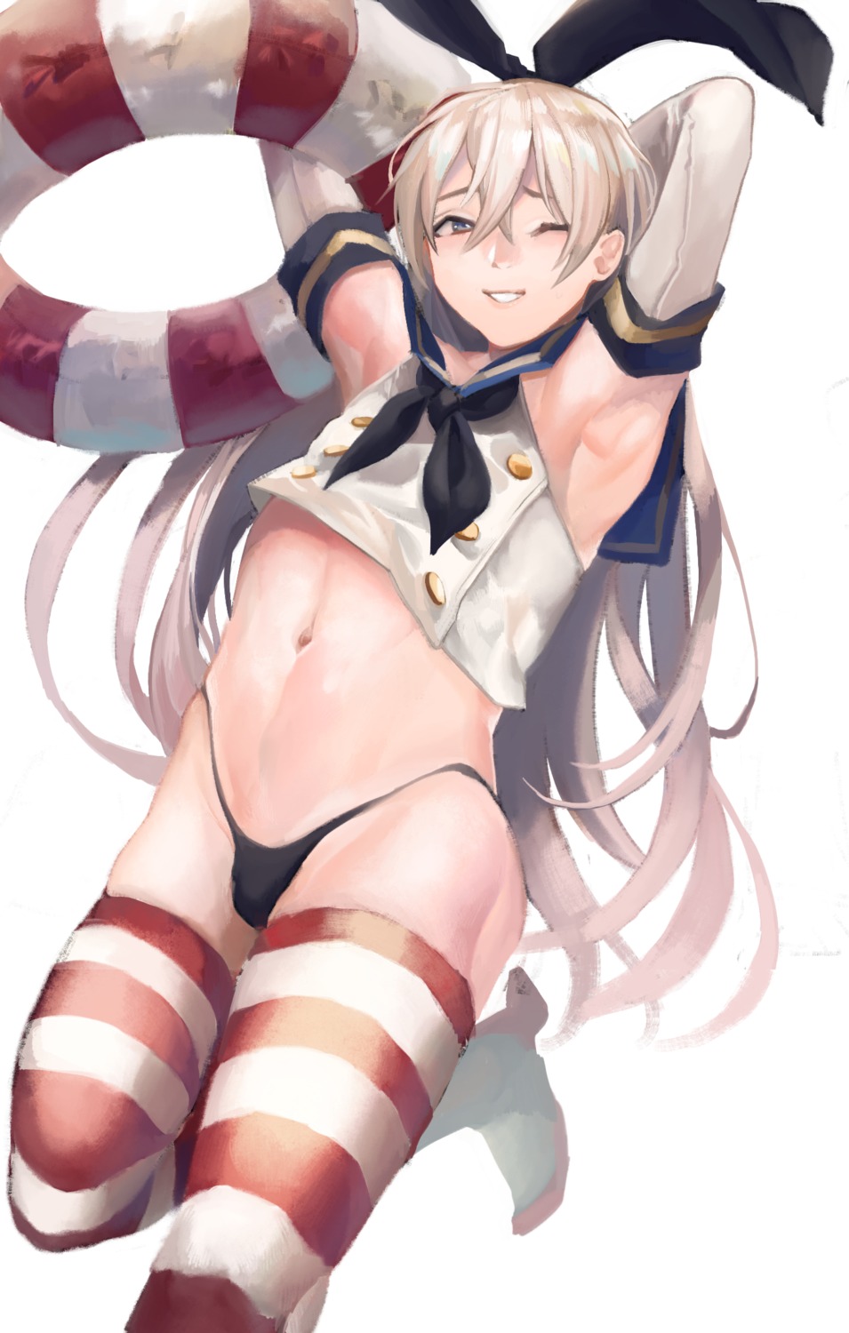 genderswap kantai_collection mihatarou pantsu shimakaze_(kancolle) thong trap