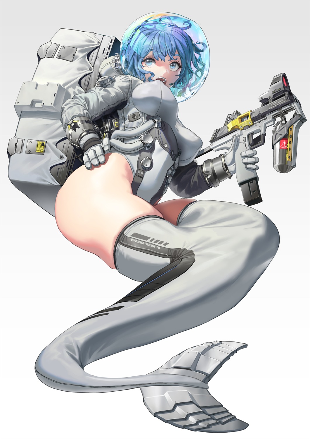 bodysuit erect_nipples gun ihobus mermaid monster_girl tail