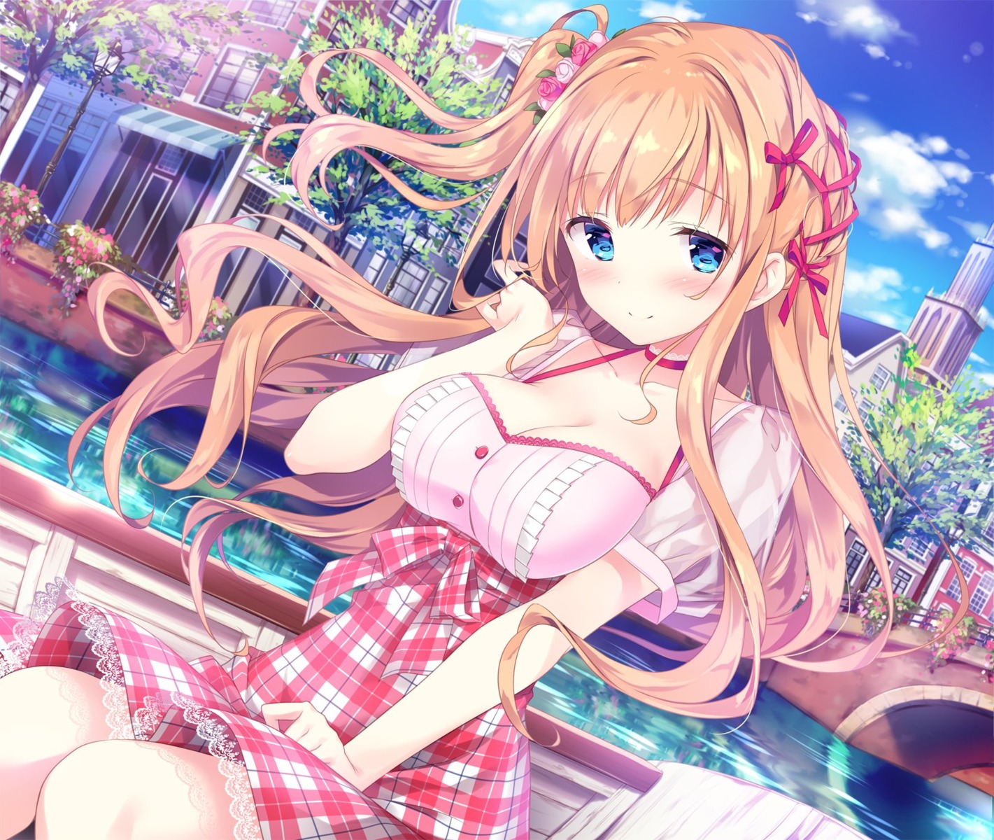 dress kimishima_ao saijo_melia see_through skirt_lift