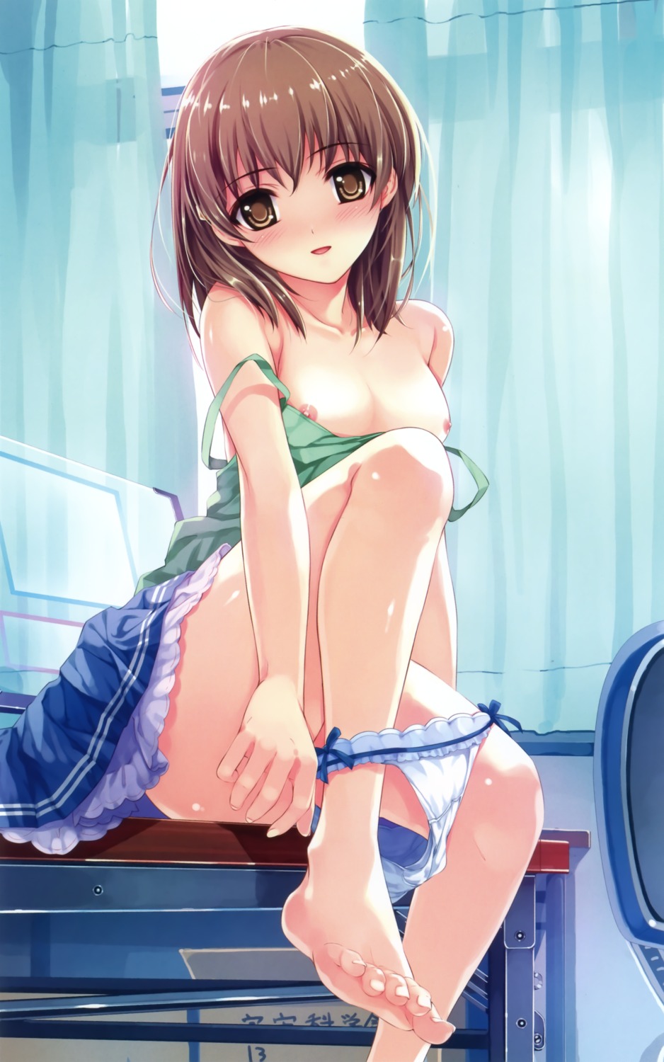 abhar breasts deep_blue_sky_&_pure_white_wings misaki_kurehito nipples no_bra panty_pull tsuyazaki_kokage undressing