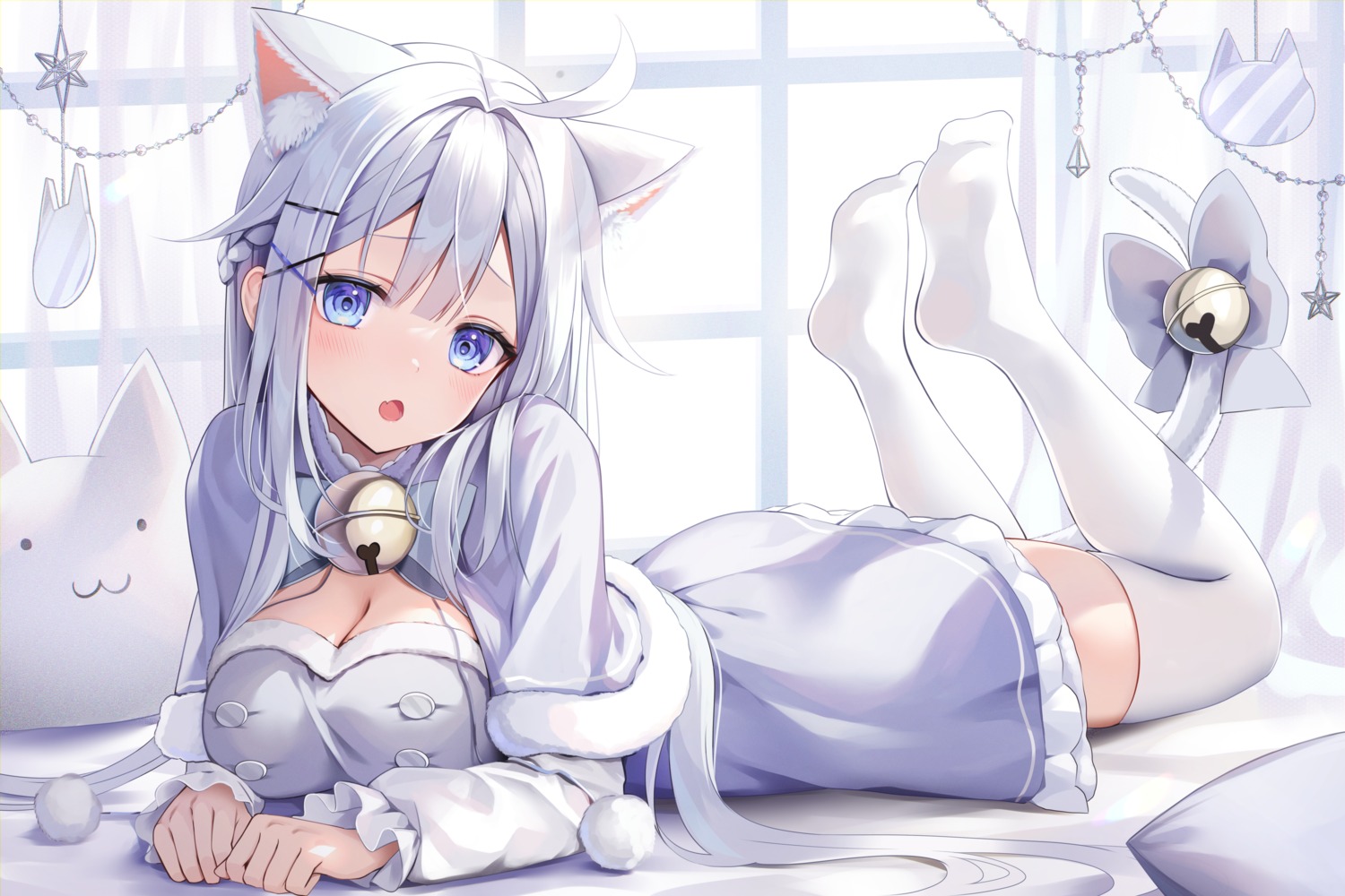 animal_ears fuyoyo nekomimi tail thighhighs