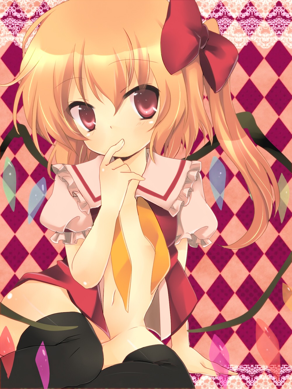 bottomless flandre_scarlet loli open_shirt thighhighs touhou wings yumemomosaka