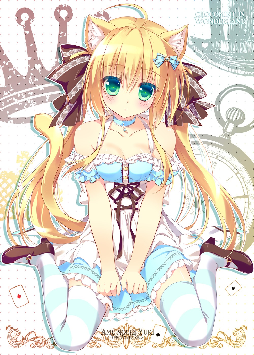 ameto_yuki animal_ears choco_mint_(ameto_yuki) dress nekomimi tail thighhighs