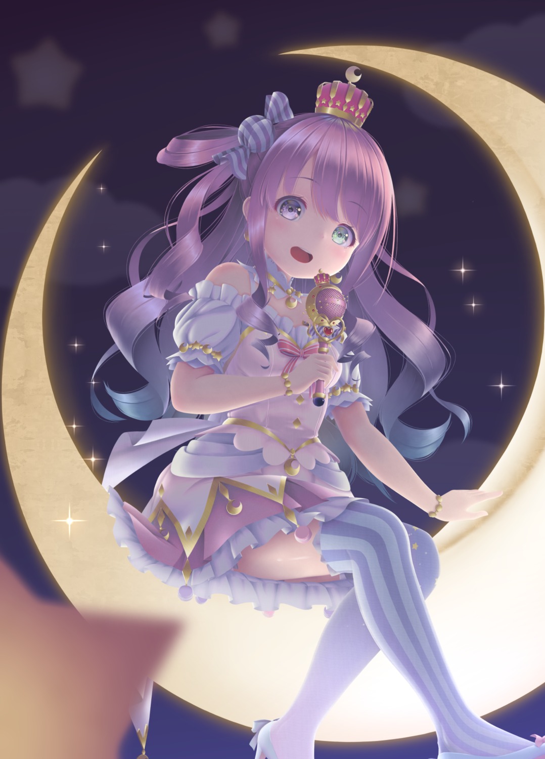 hane_yoshiyumi heels heterochromia himemori_luna hololive skirt_lift thighhighs