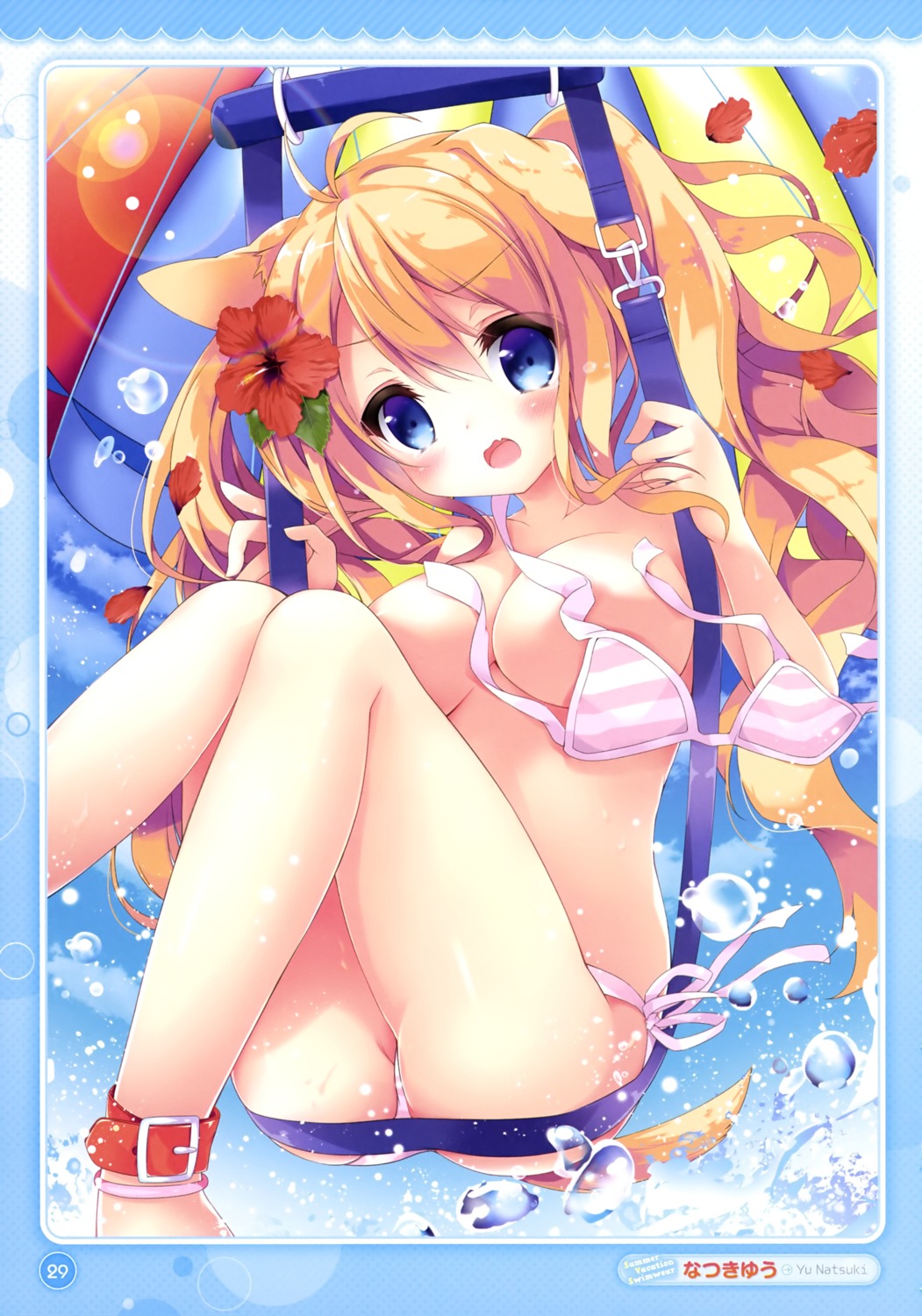 animal_ears areola bikini natsuki_yuu swimsuits tail wardrobe_malfunction