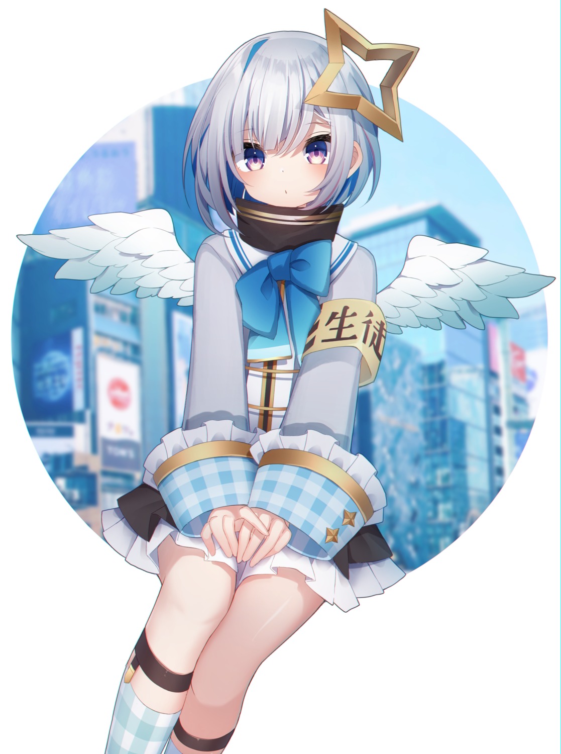 amane_kanata angel hololive sapphire_(sapphire25252) seifuku wings