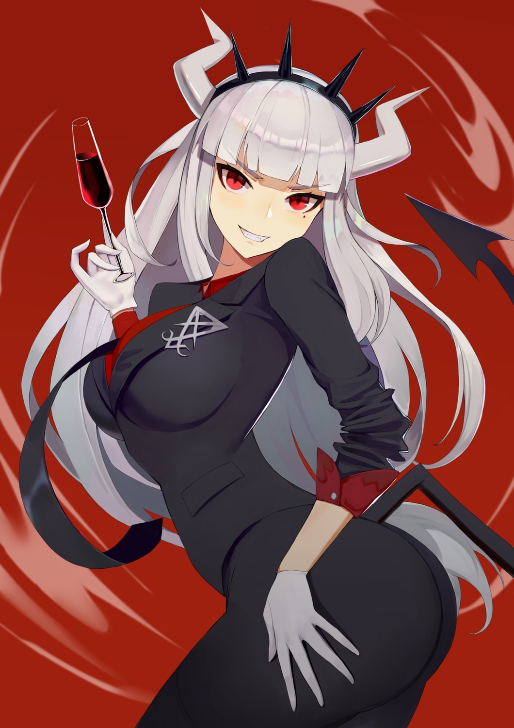 ass business_suit helltaker horns lucifer_(helltaker) ocarino tail