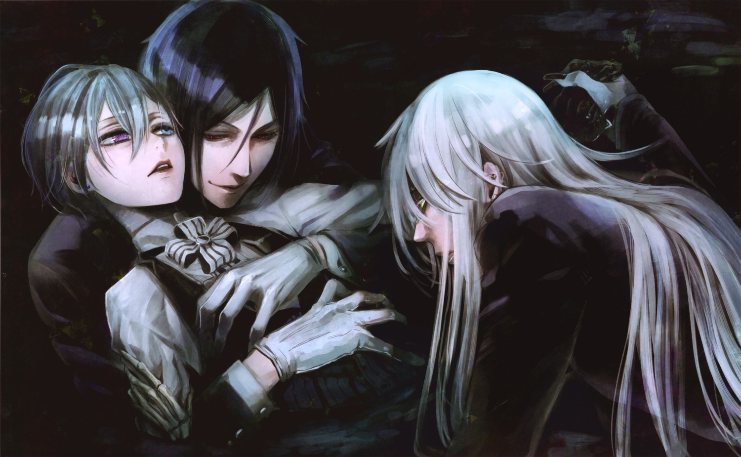 ciel_phantomhive heterochromia kuroshitsuji male sebastian_michaelis toboso_yana undertaker