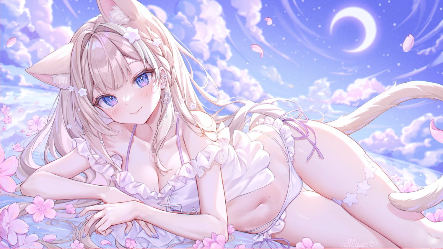 alllisso animal_ears bikini garter nekomimi sakurai_hana see_through swimsuits tail vdonburi