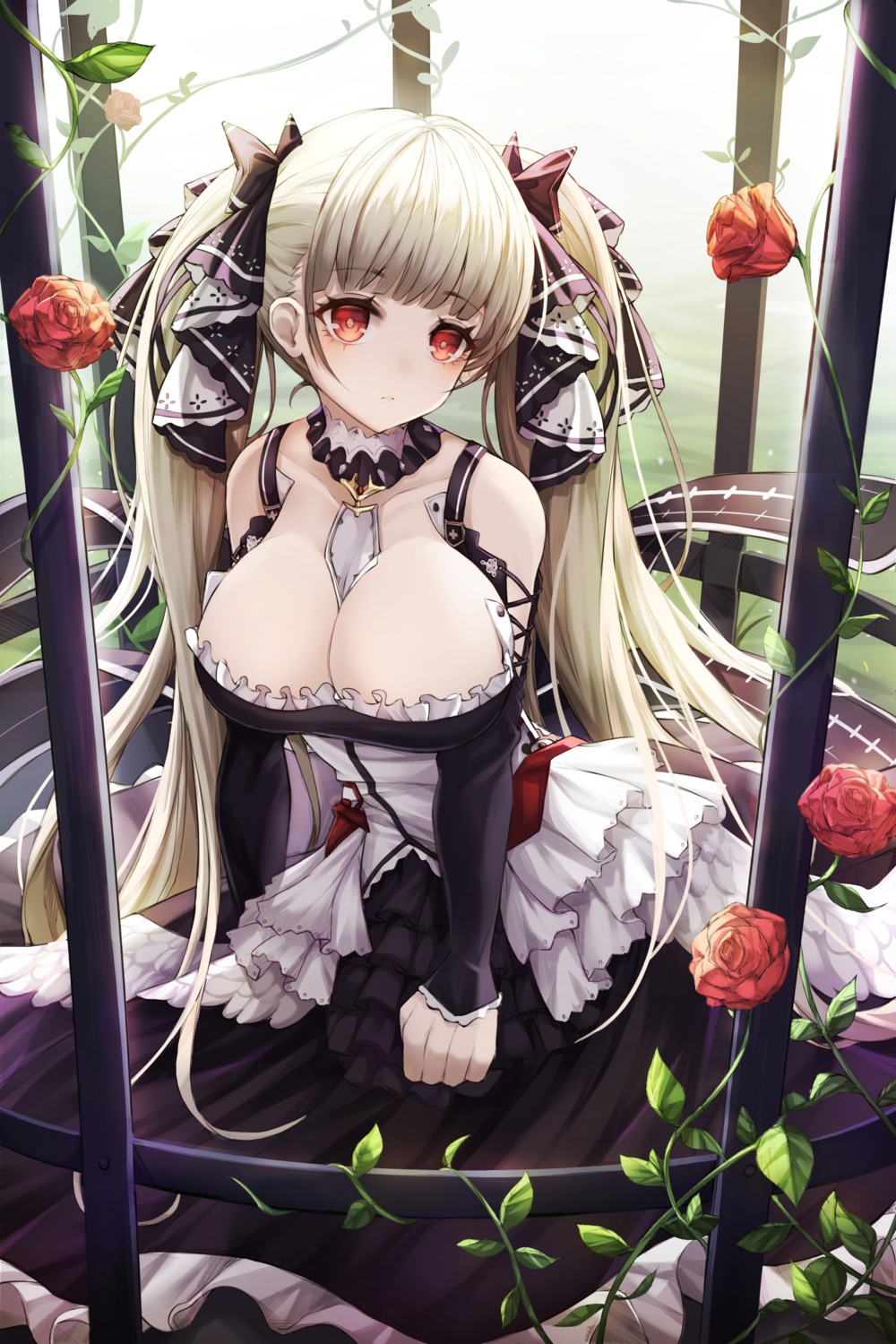 azur_lane cleavage formidable_(azur_lane) gothic_lolita hyangu lolita_fashion no_bra