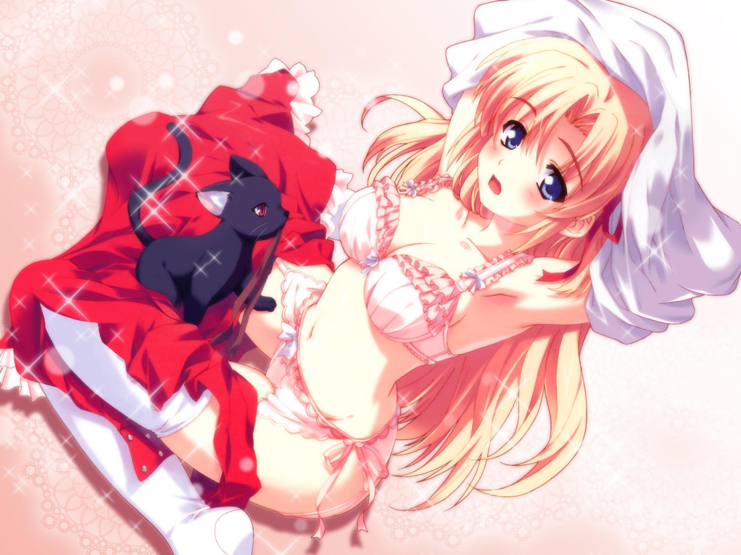 bra garter_belt kusukusu marie_rudel neko palette pantsu sakura_strasse stockings thighhighs undressing wallpaper