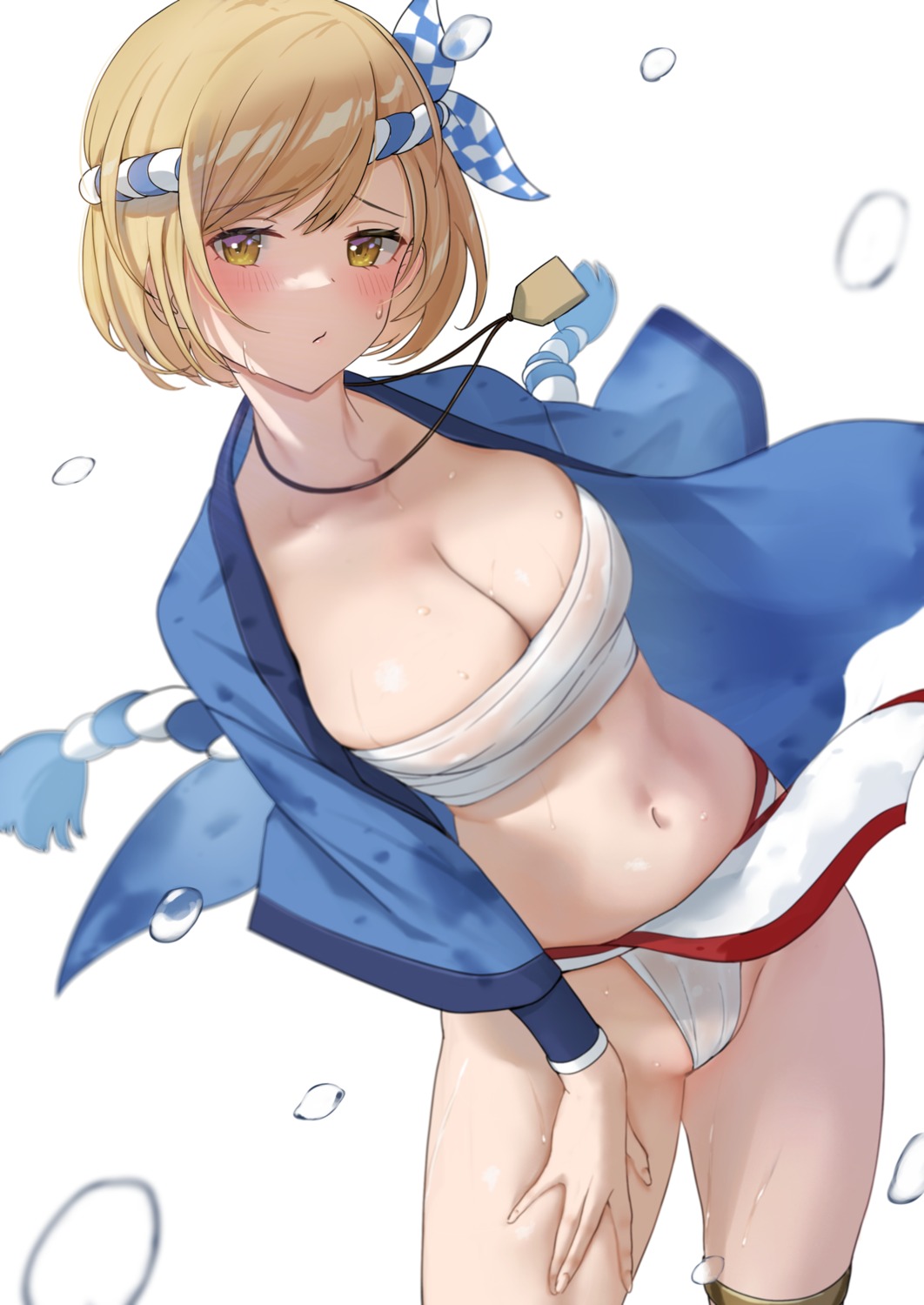 dai00888 djeeta_(granblue_fantasy) granblue_fantasy sarashi skirt_lift thong wet