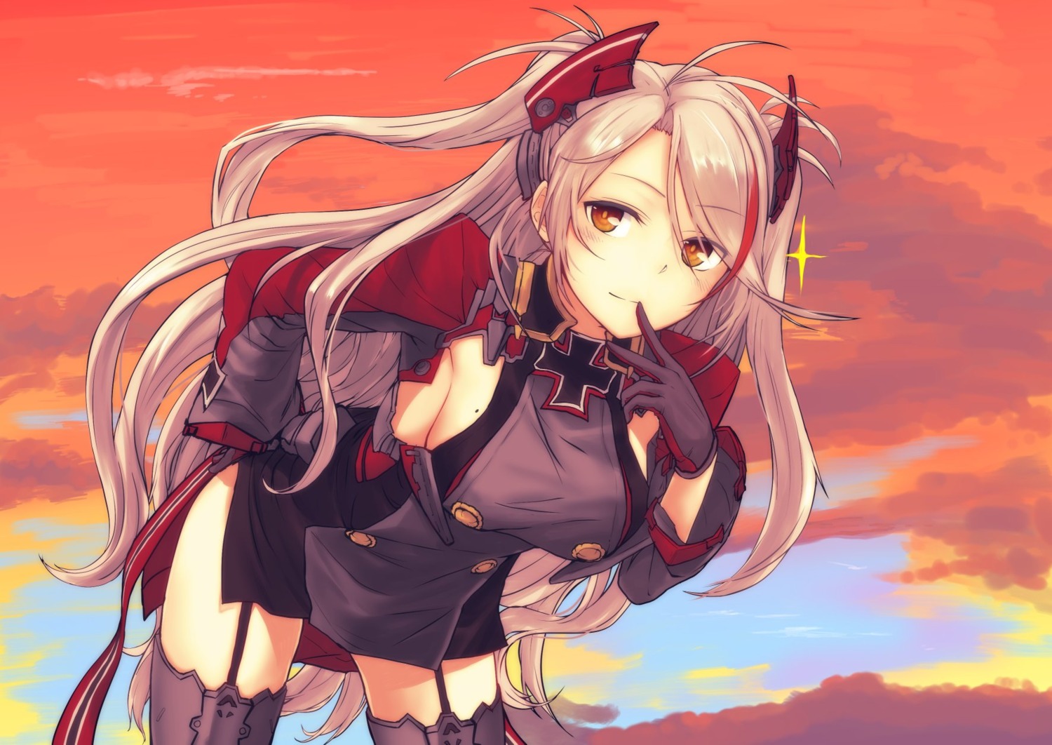 azur_lane kawama_shusuke prinz_eugen_(azur_lane) stockings thighhighs uniform