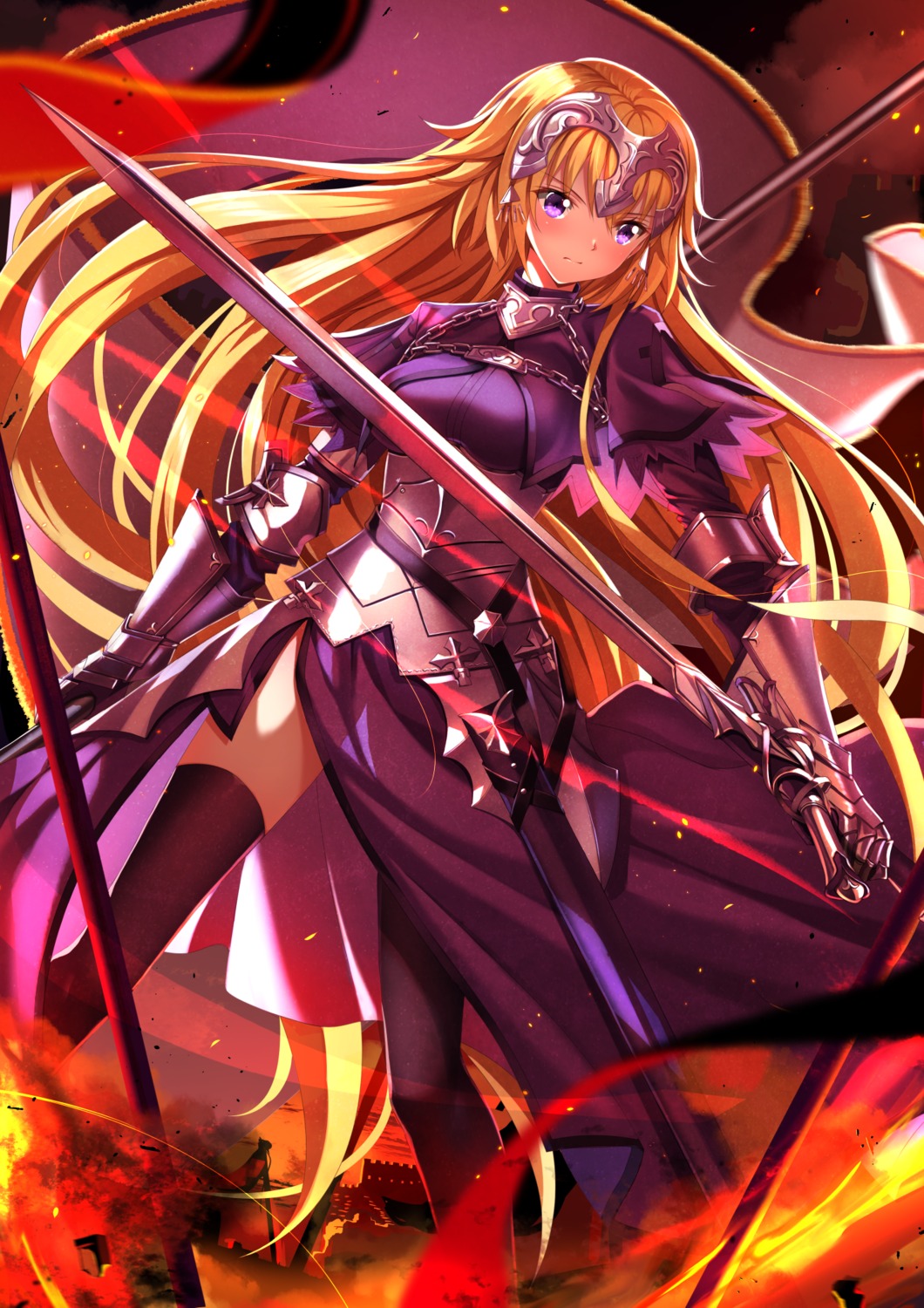 armor fate/apocrypha fate/grand_order fate/stay_night jeanne_d'arc jeanne_d'arc_(fate) sword swordsouls thighhighs