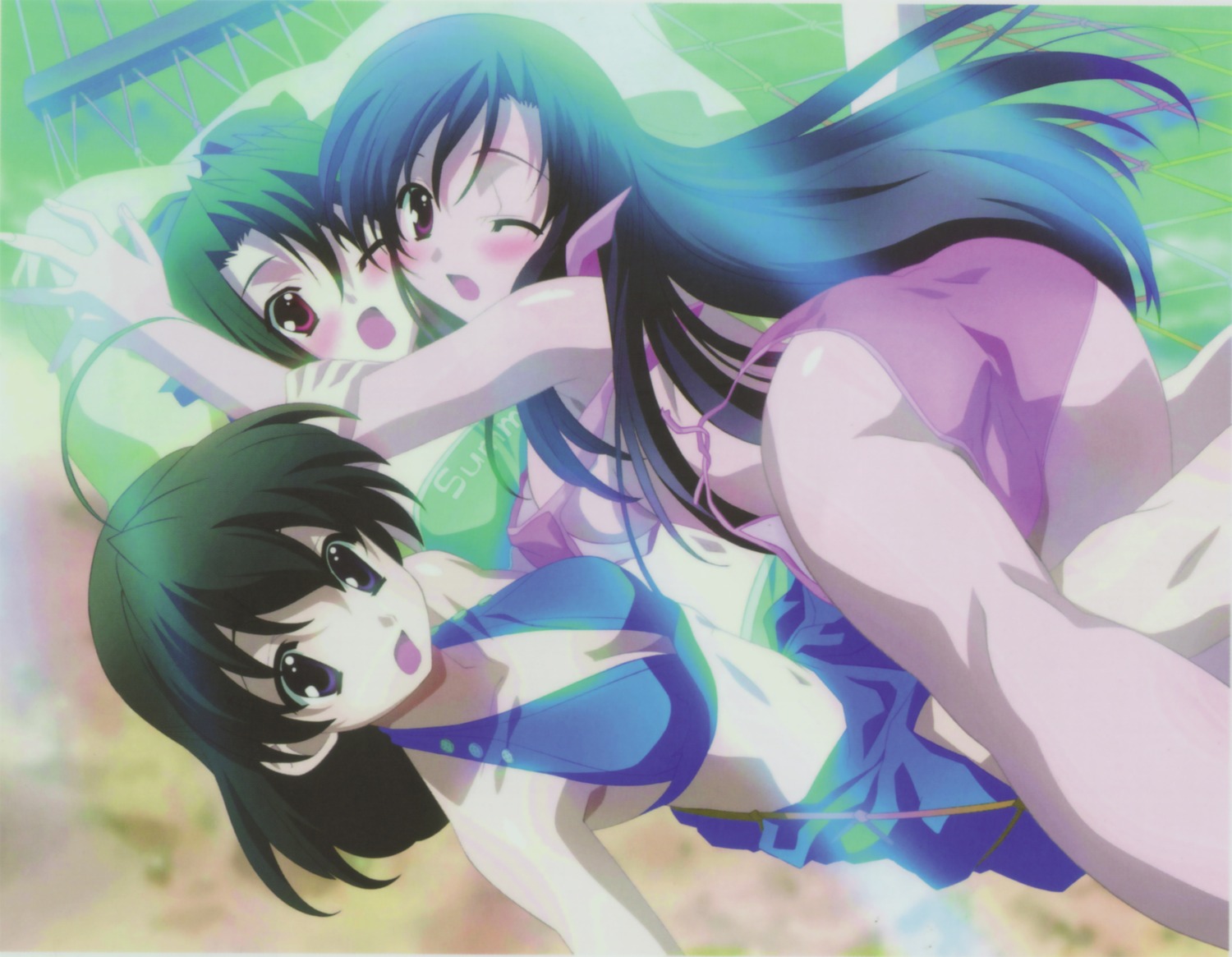 bikini katsura_kotonoha kiyoura_setsuna saionji_sekai school_days swimsuits wardrobe_malfunction