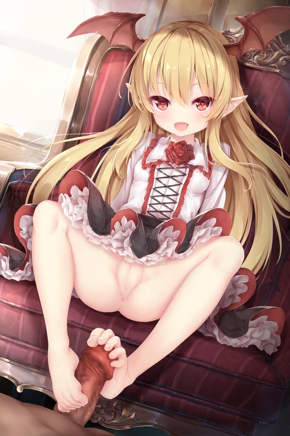 anus footjob loli nopan penis photoshop pointy_ears pussy skirt_lift sorairo_len uncensored vampy_(shingeki_no_bahamut) wings