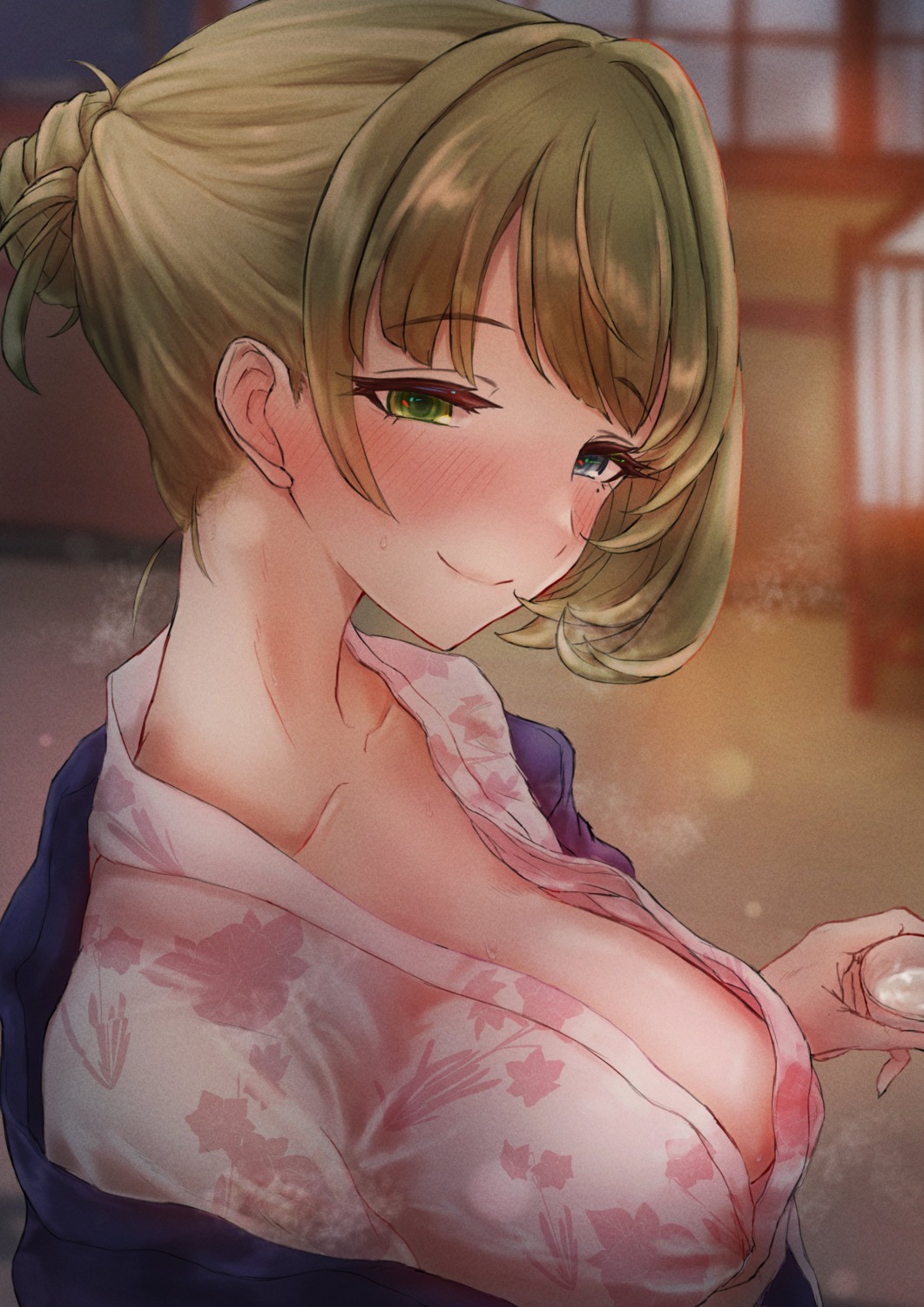 heterochromia no_bra open_shirt shaddoll_fusion takagaki_kaede the_idolm@ster the_idolm@ster_cinderella_girls yukata