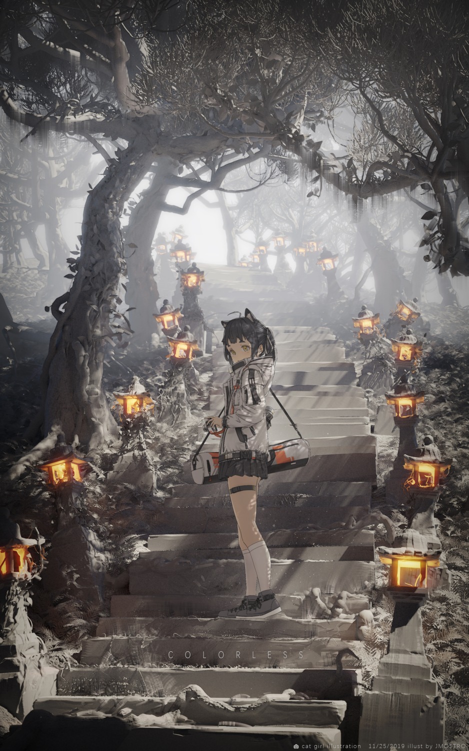 animal_ears garter jmostro landscape nekomimi seifuku