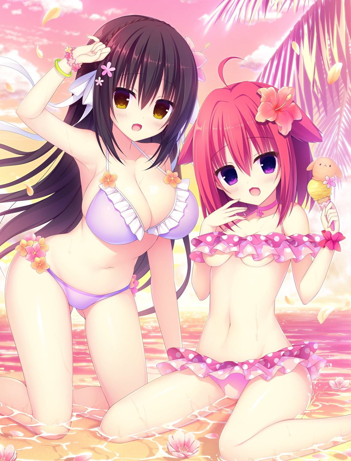 bikini cleavage hasune kaidou_mikoto kanou_minato madosoft raspberry_cube swimsuits underboob wet