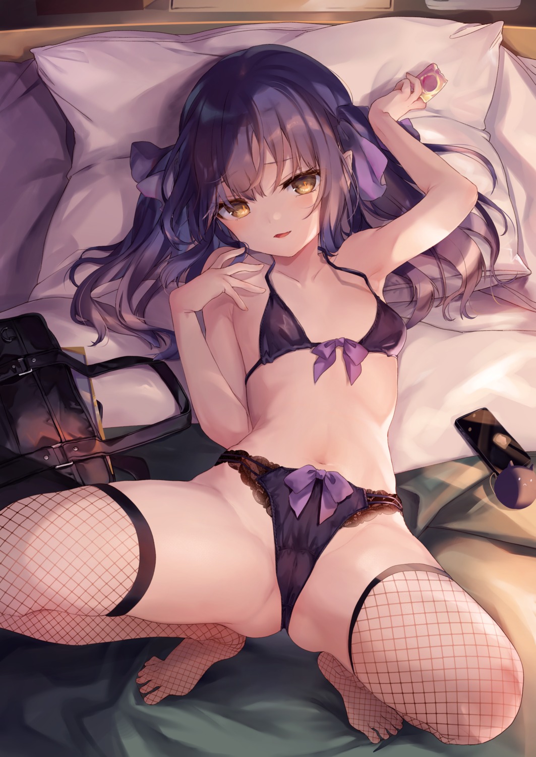 bra cameltoe fishnets iga_sutora loli pantsu tamano_kedama thighhighs thong