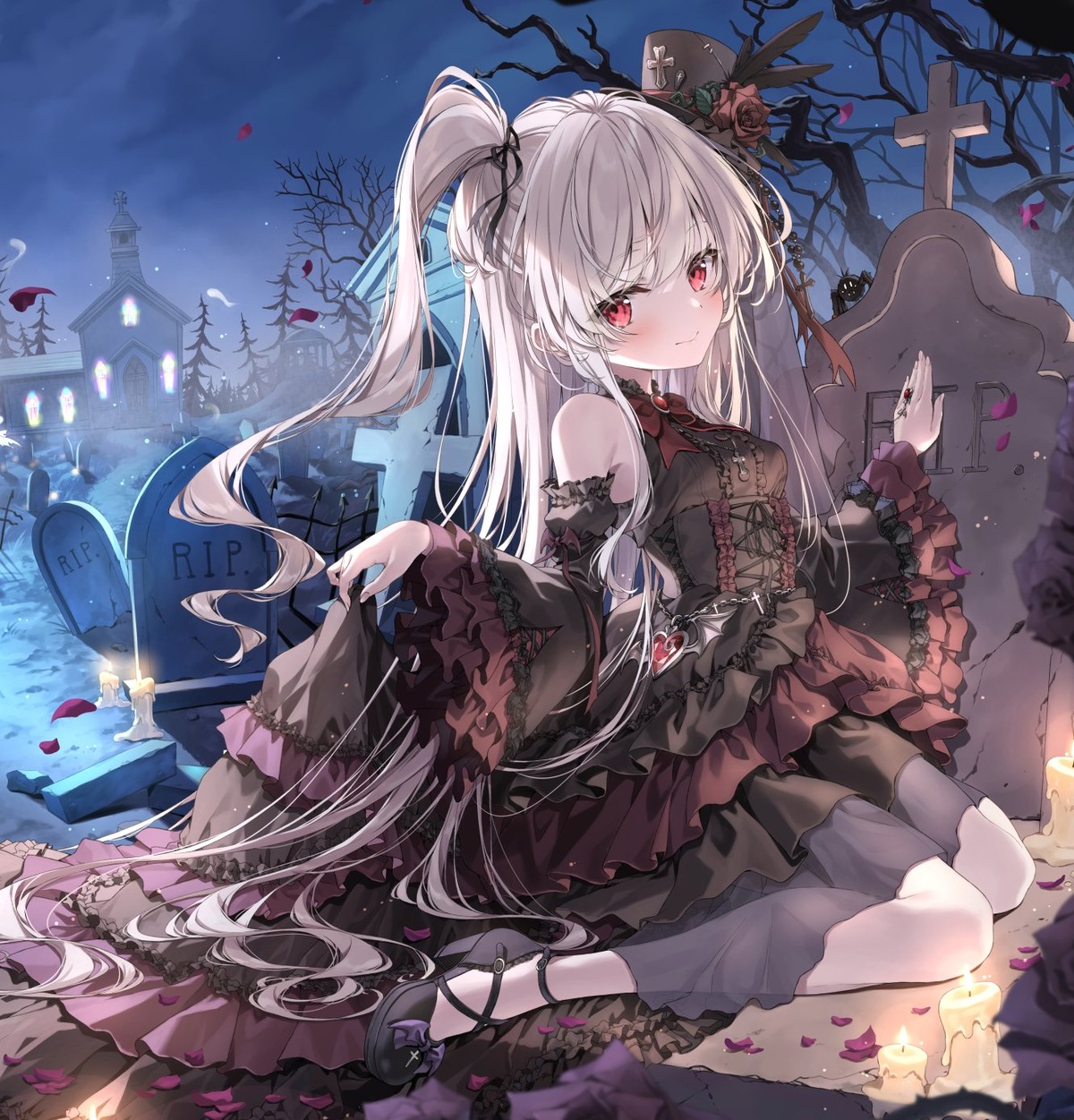 dress gothic_lolita kakao_rantan lolita_fashion see_through skirt_lift