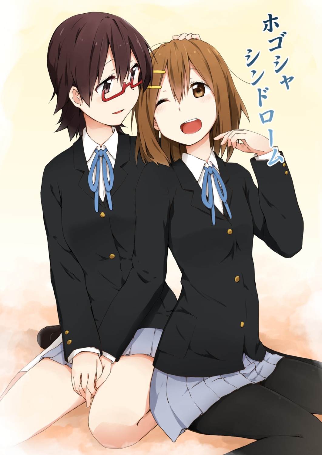 hirasawa_yui k-on! kagiana manabe_nodoka megane pantyhose seifuku