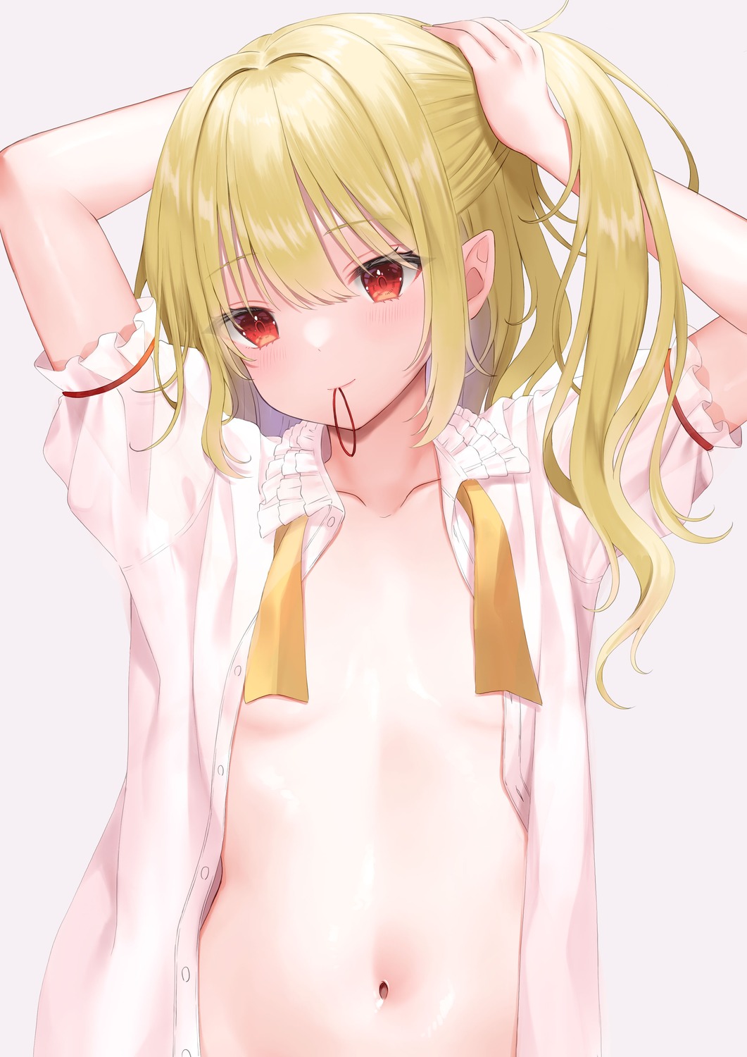 flandre_scarlet loli no_bra open_shirt pointy_ears see_through touhou y_na1211