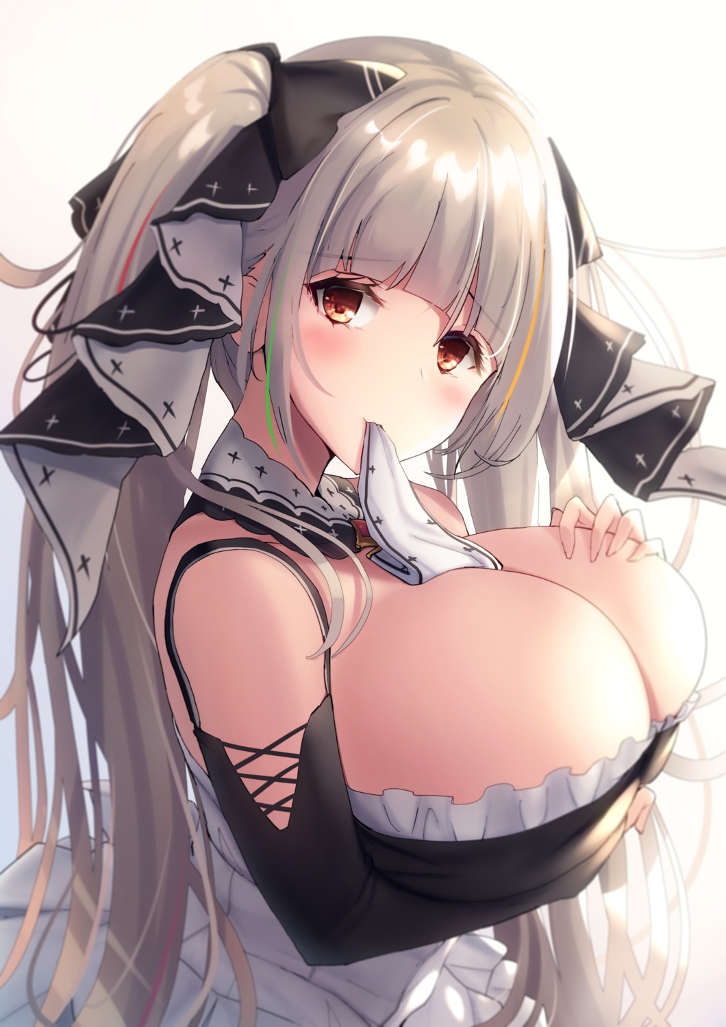 azur_lane breast_hold formidable_(azur_lane) gothic_lolita liya lolita_fashion no_bra