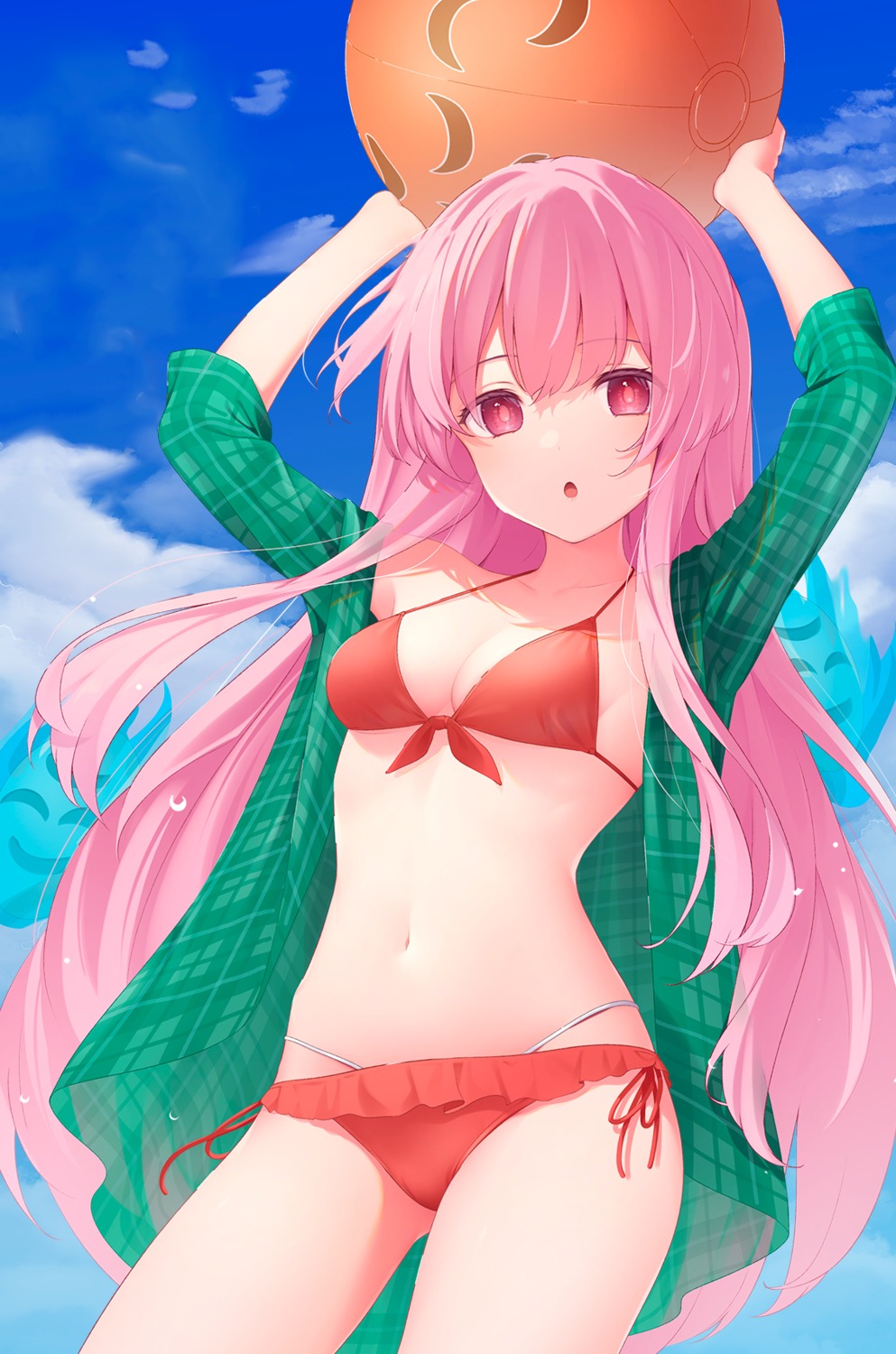 bikini hata_no_kokoro kanpa_(campagne_9) open_shirt photoshop swimsuits touhou