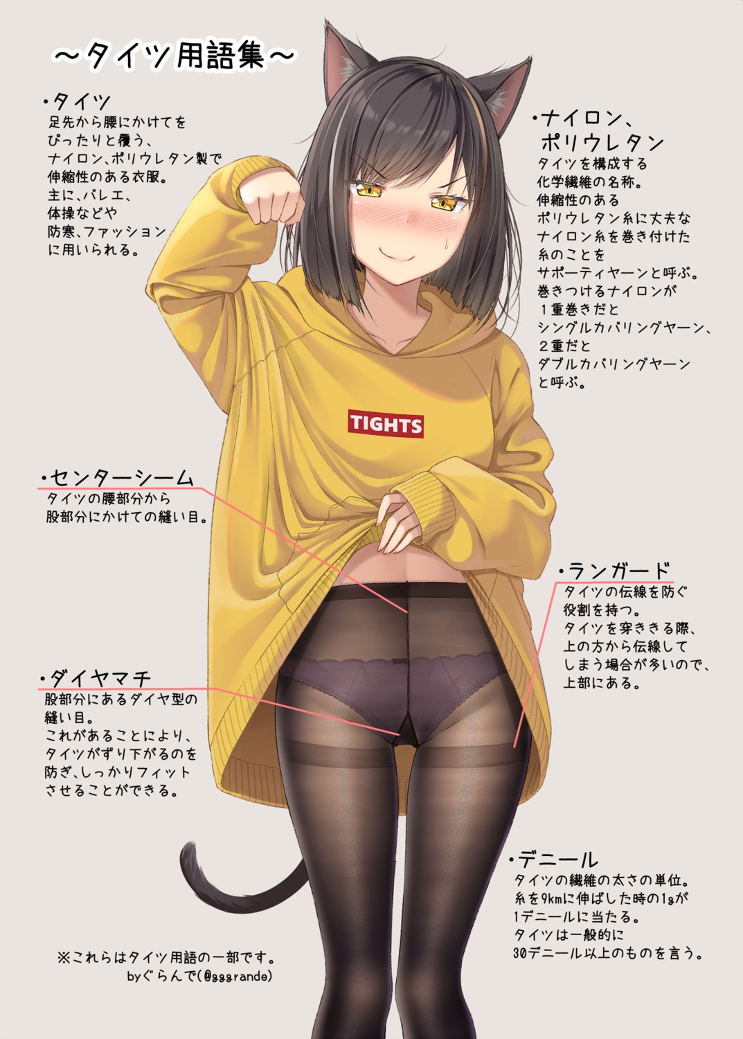 animal_ears gurande nekomimi pantsu pantyhose shirt_lift tail